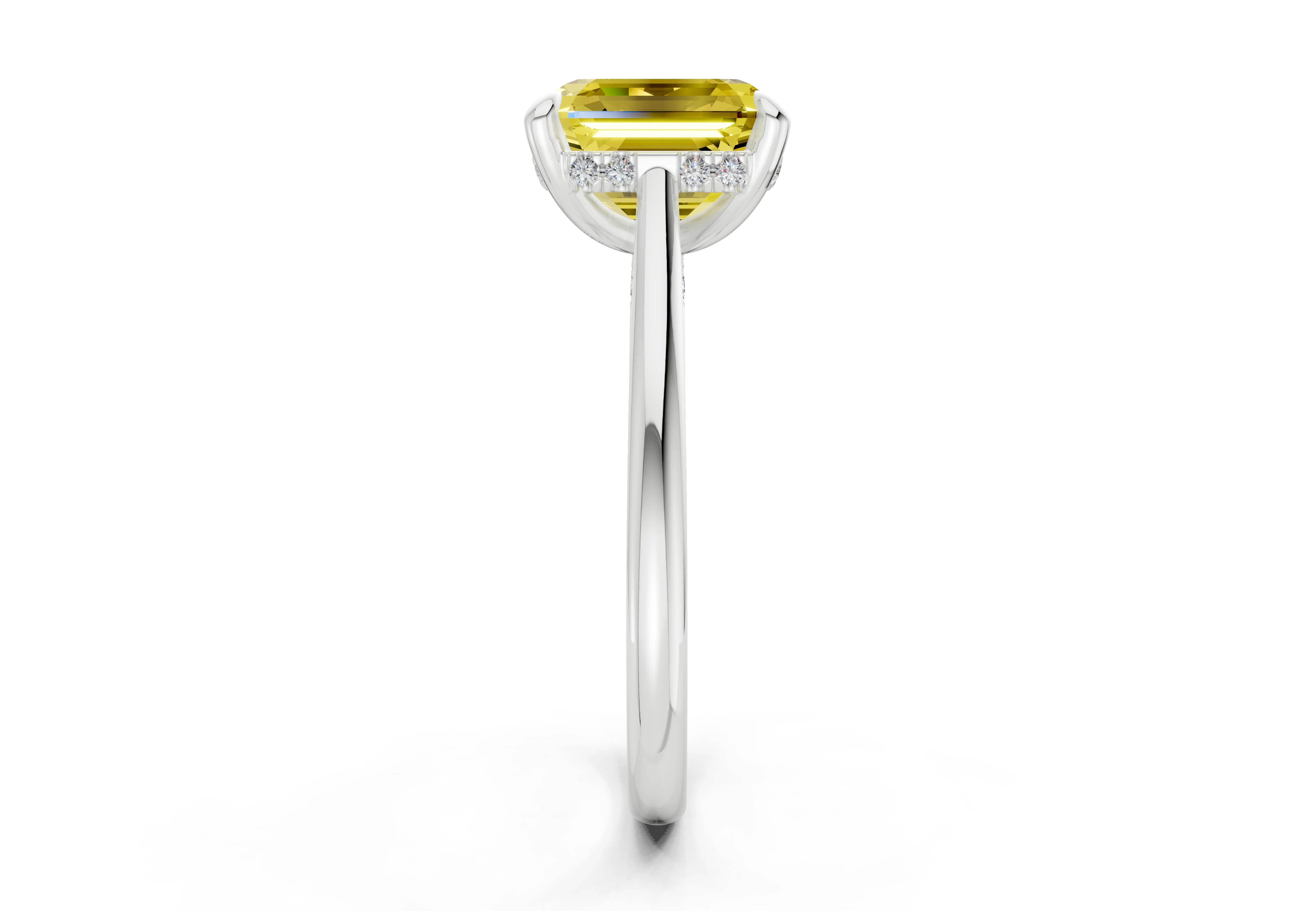 Piper Yellow Diamond Solitaire Asscher Cut 2mm Engagement Ring - Image 9