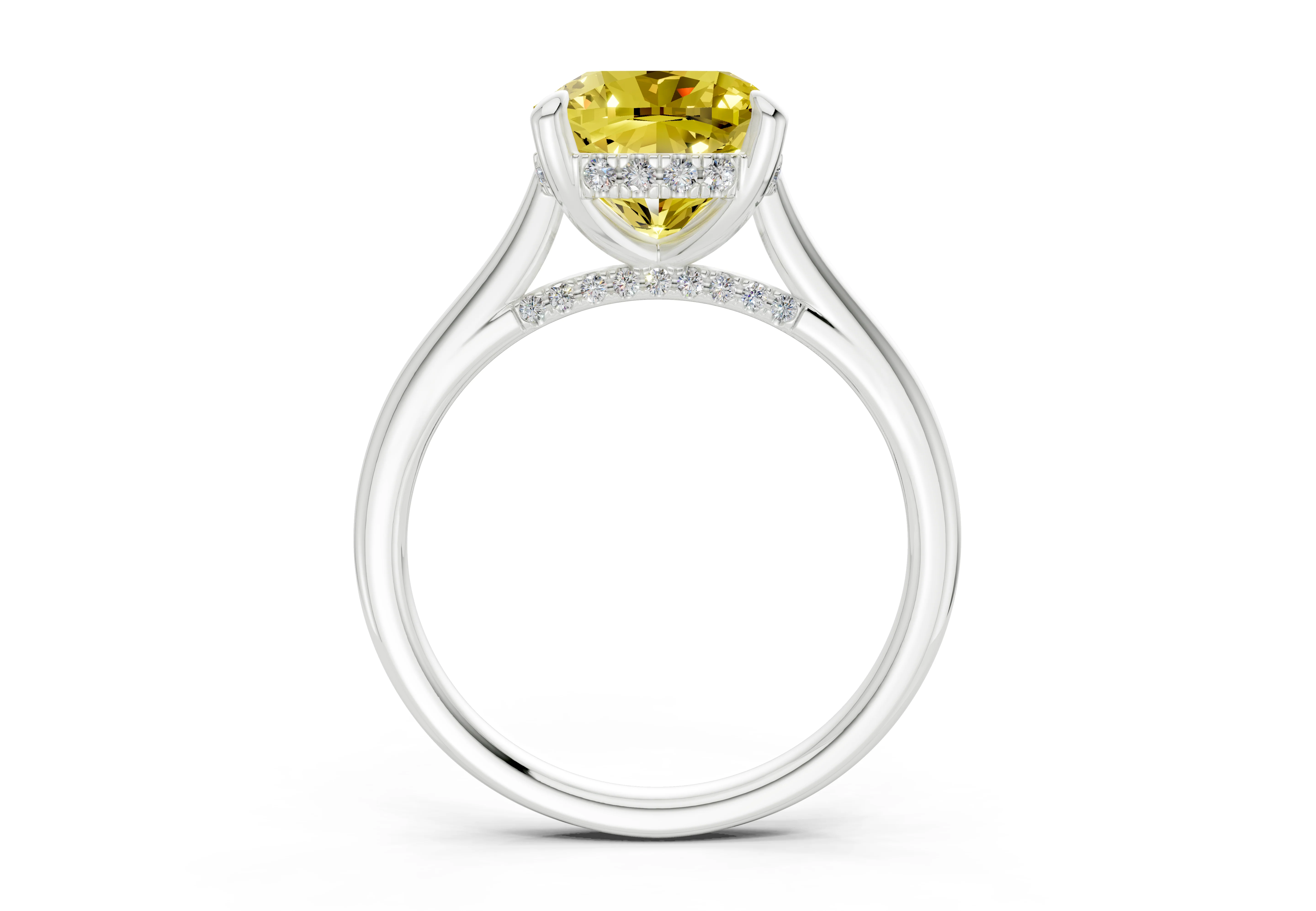 Piper Yellow Diamond Solitaire Cushion Squareuare Cut 1.8mm Engagement Ring - Image 8