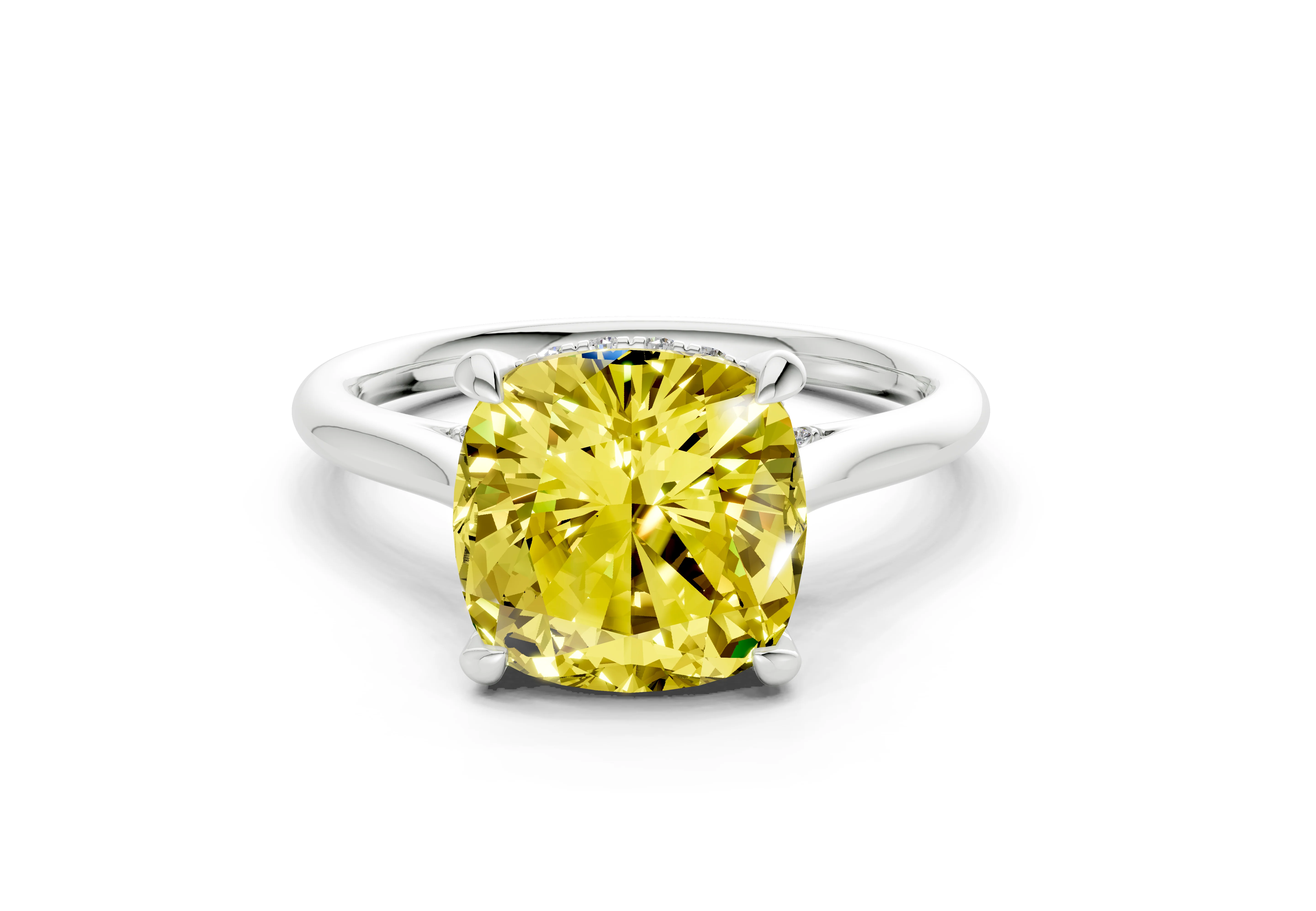 Piper Yellow Diamond Solitaire Cushion Squareuare Cut 2.3mm Engagement Ring - Image 7