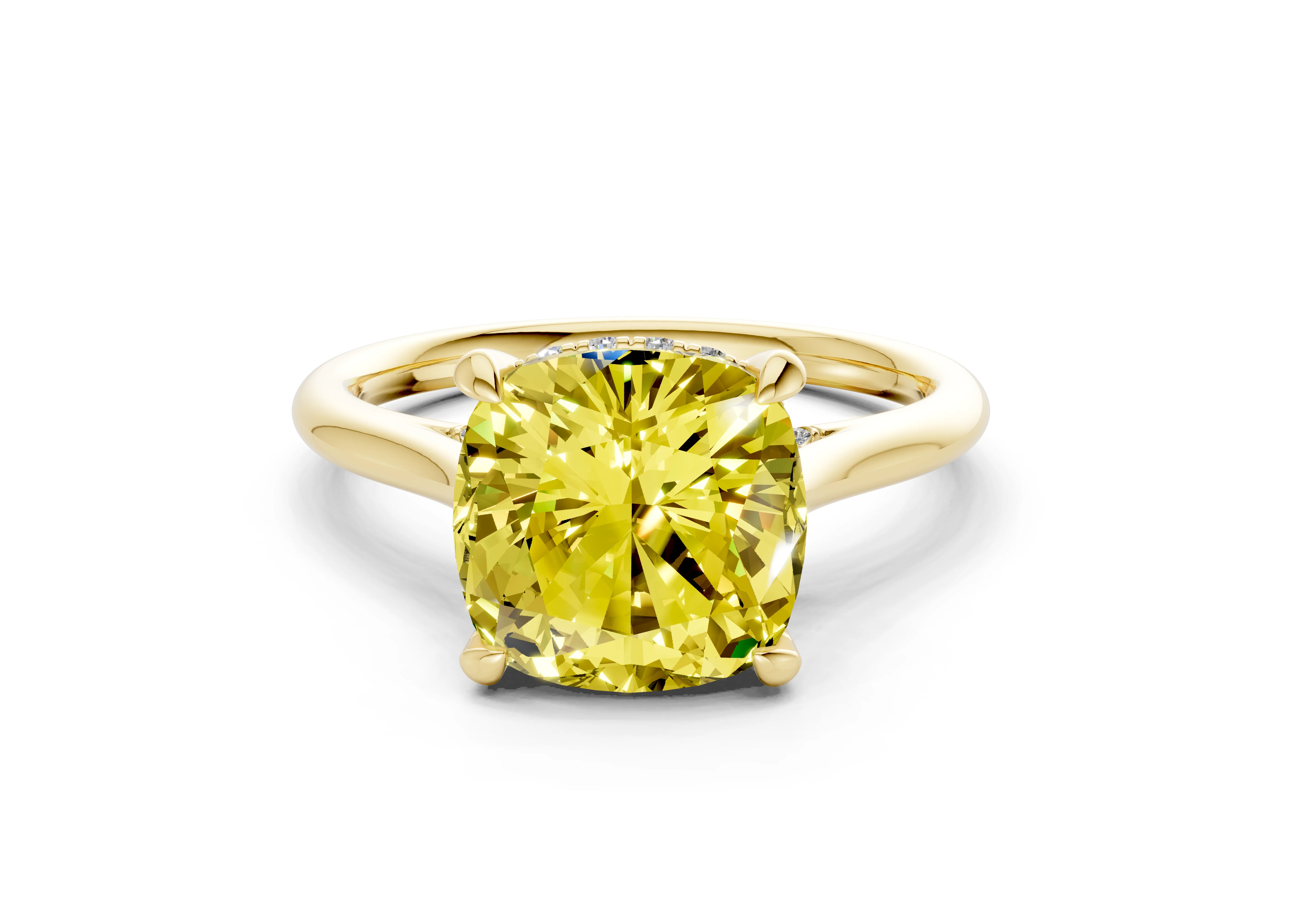 Piper Yellow Diamond Solitaire Cushion Squareuare Cut 2mm Engagement Ring