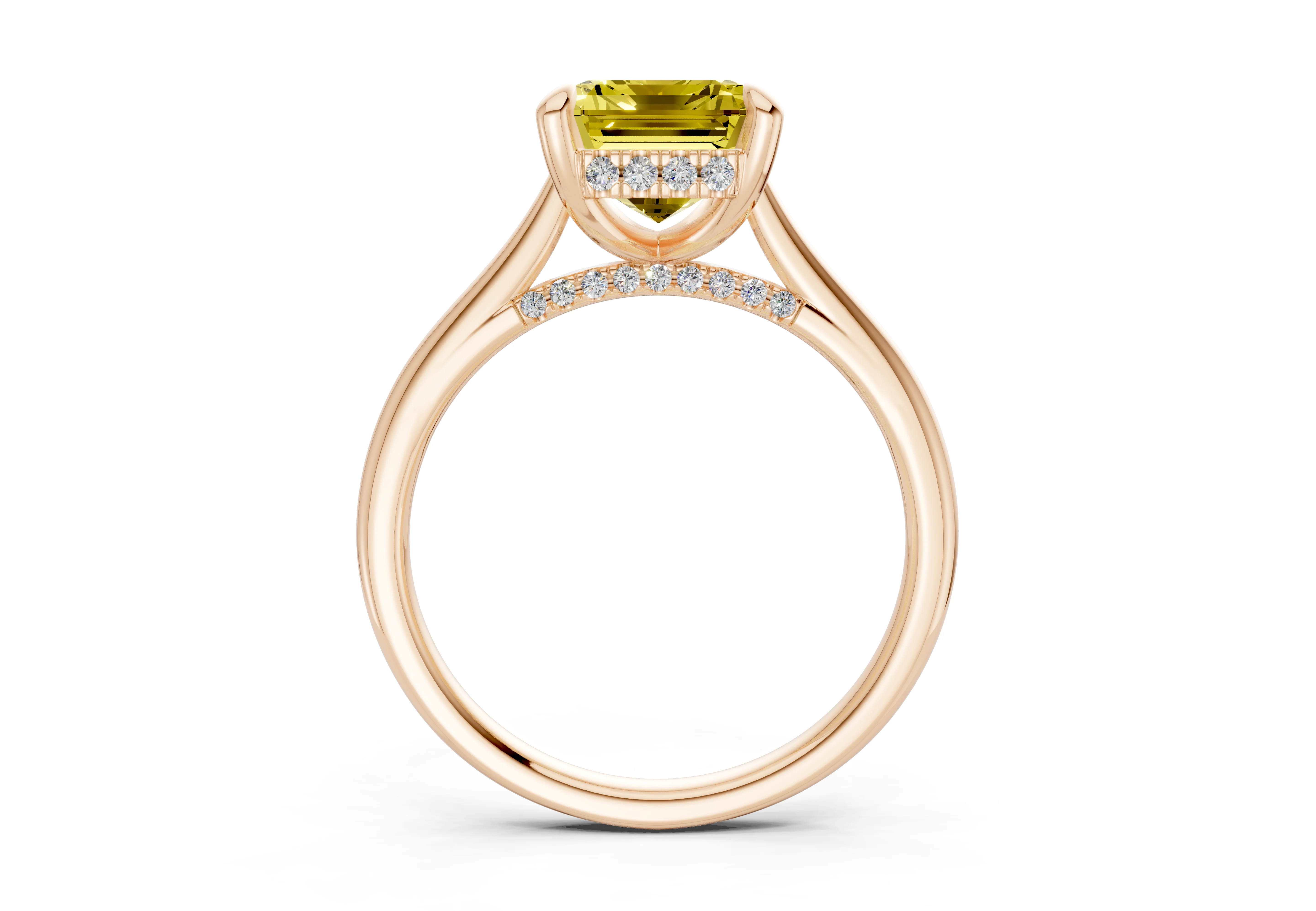 Piper Yellow Diamond Solitaire Emerald Cut 1.8mm Engagement Ring - Image 5