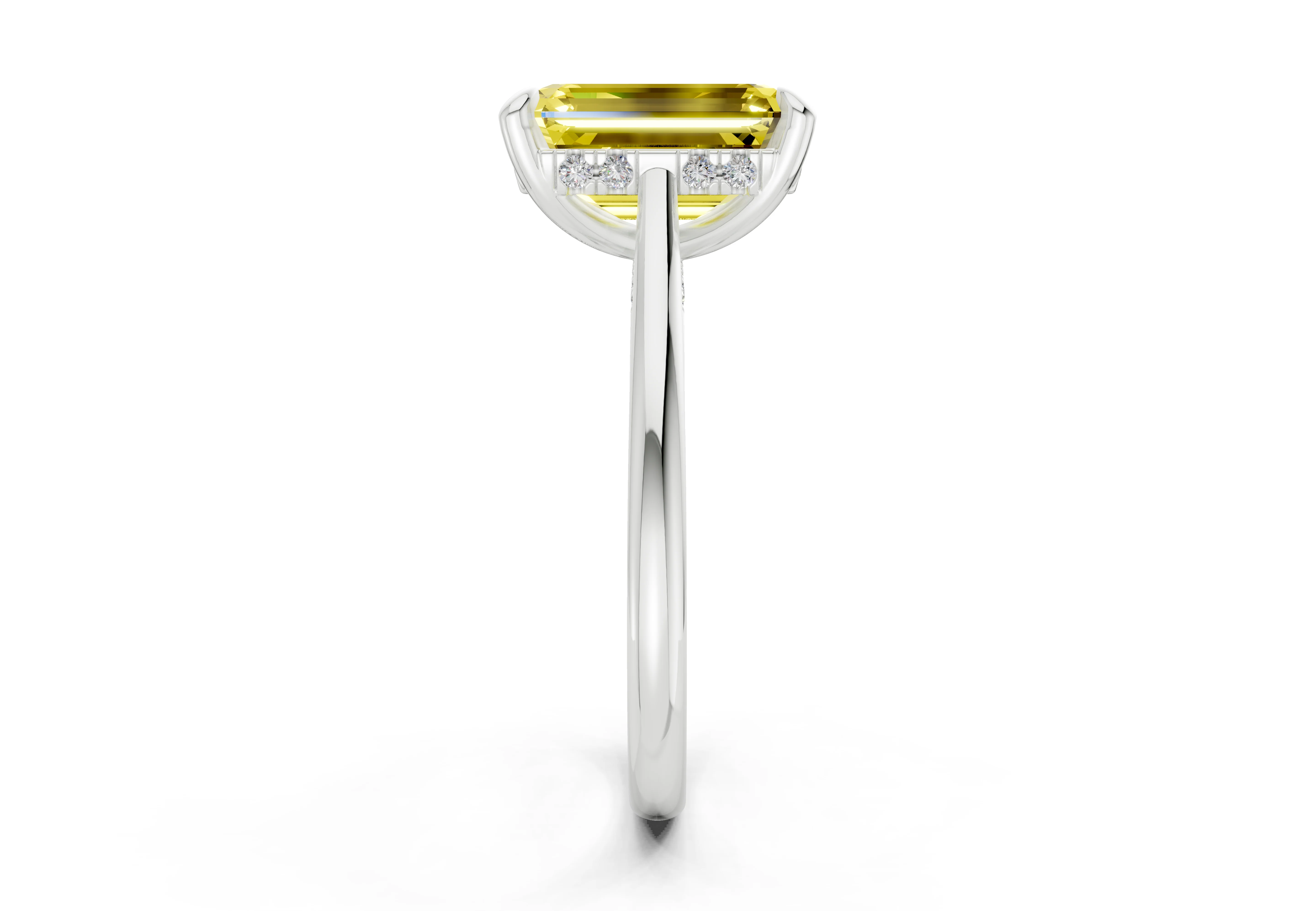 Piper Yellow Diamond Solitaire Emerald Cut 1.8mm Engagement Ring - Image 9