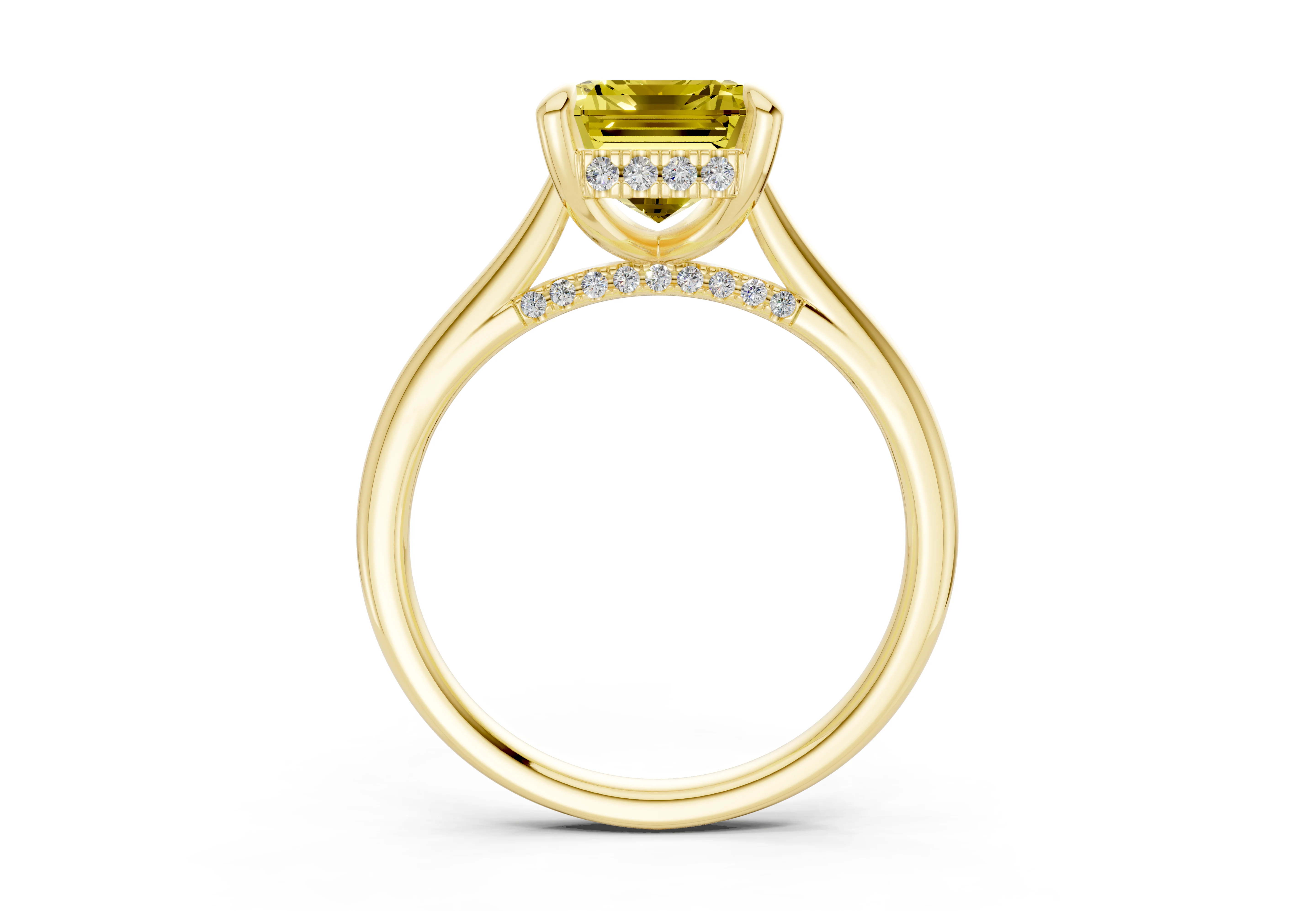 Piper Yellow Diamond Solitaire Emerald Cut 2.2mm Engagement Ring - Image 2