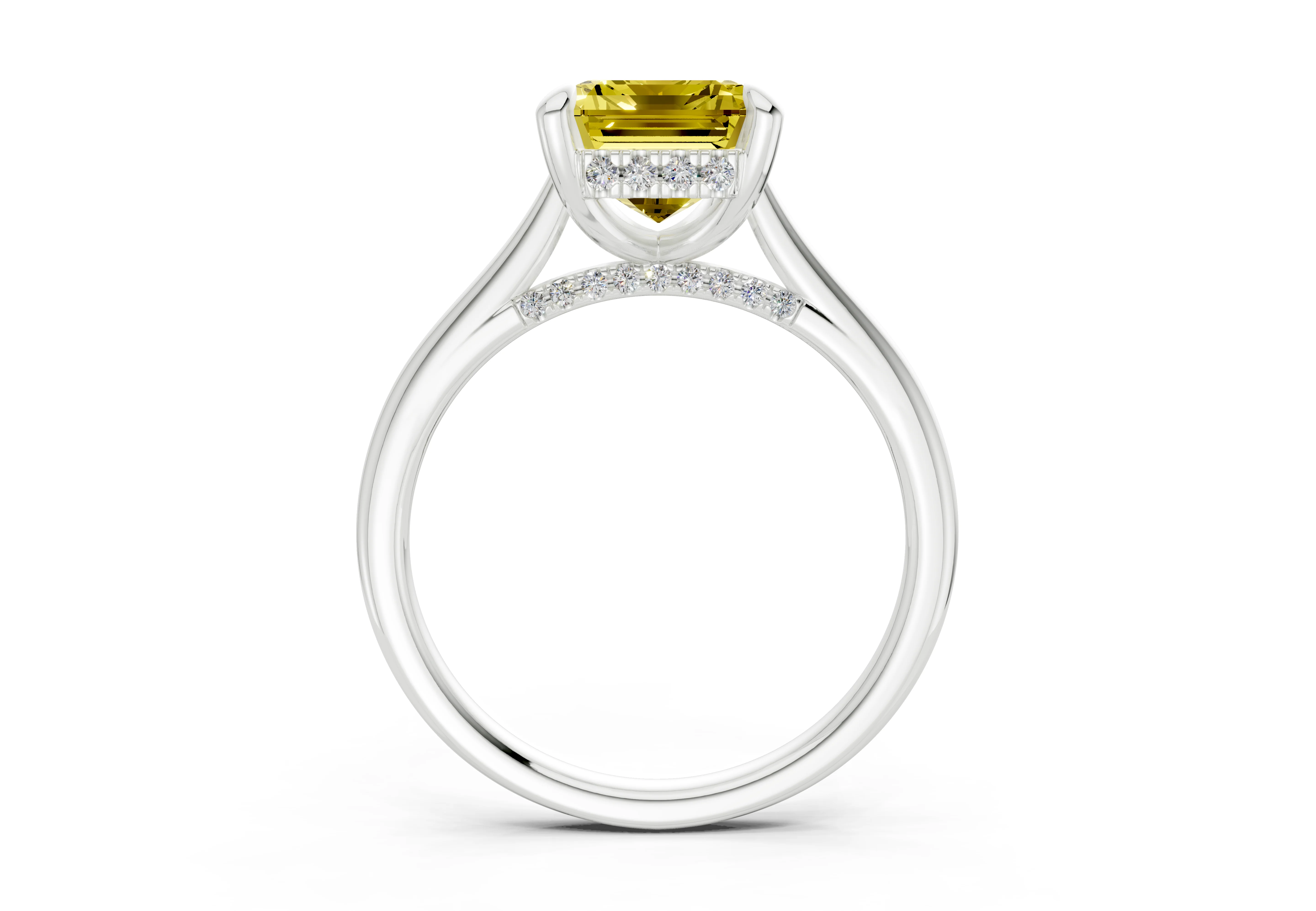 Piper Yellow Diamond Solitaire Emerald Cut 2.2mm Engagement Ring - Image 8