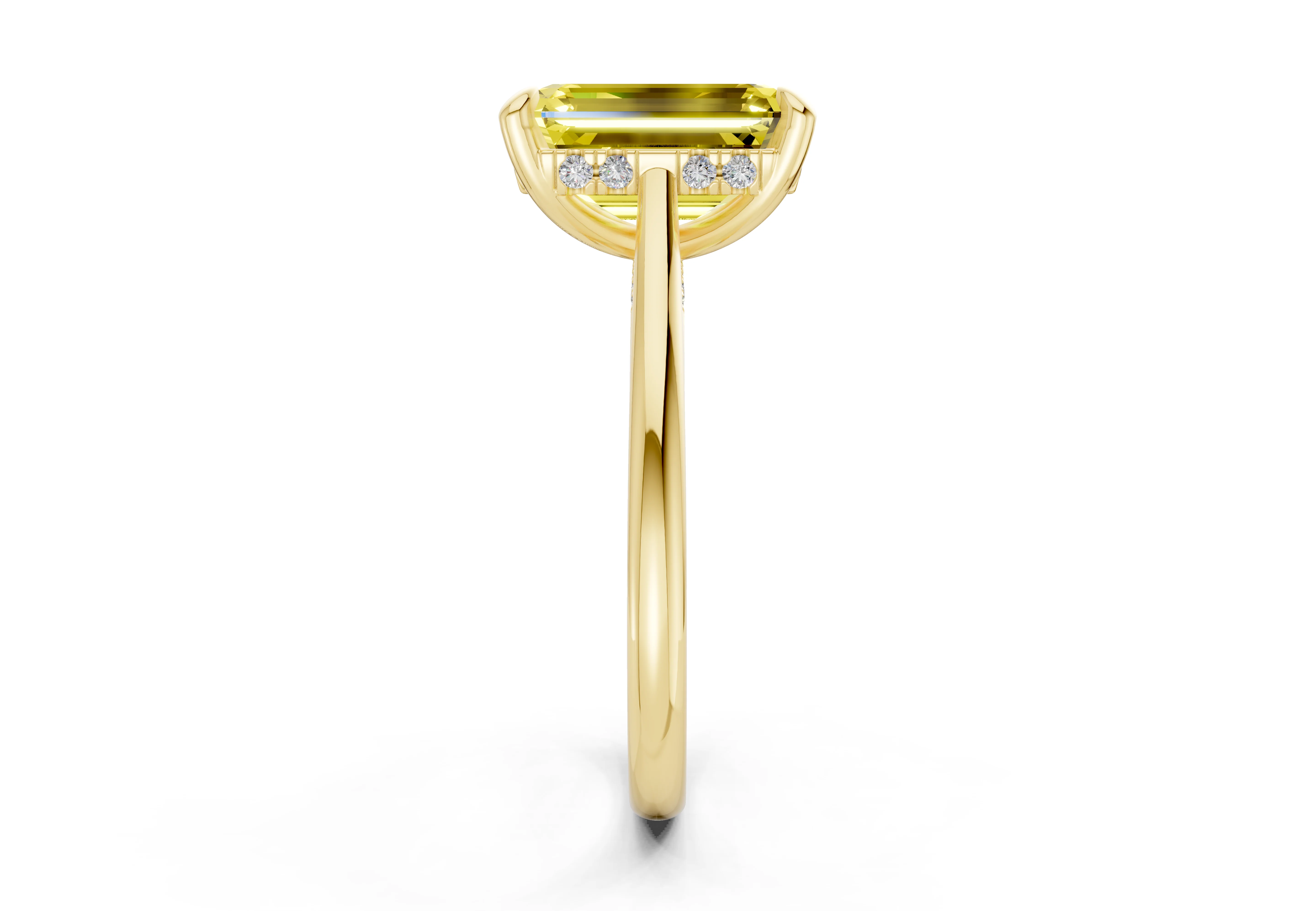 Piper Yellow Diamond Solitaire Emerald Cut 2mm Engagement Ring - Image 3