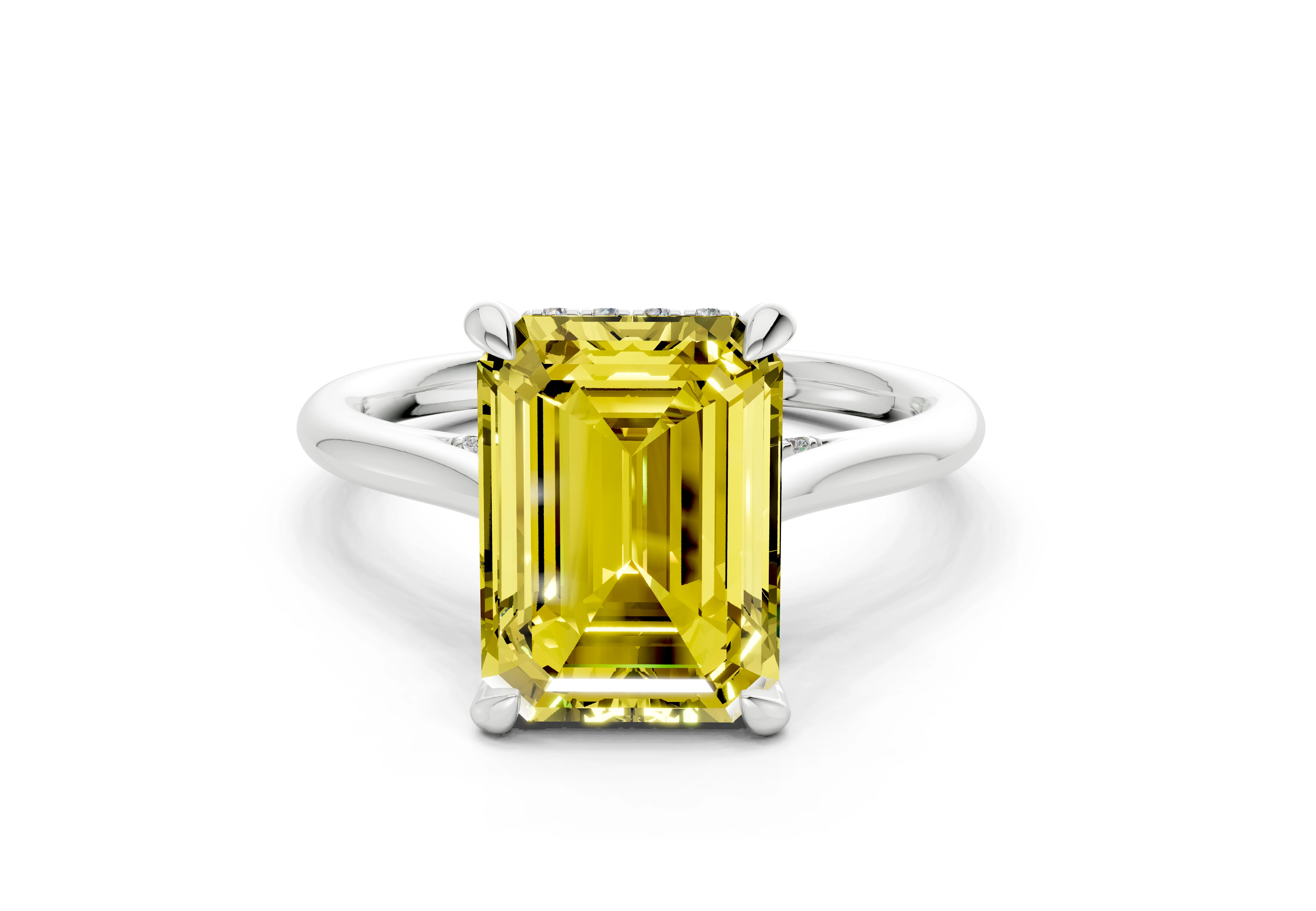 Piper Yellow Diamond Solitaire Emerald Cut 2mm Engagement Ring - Image 7