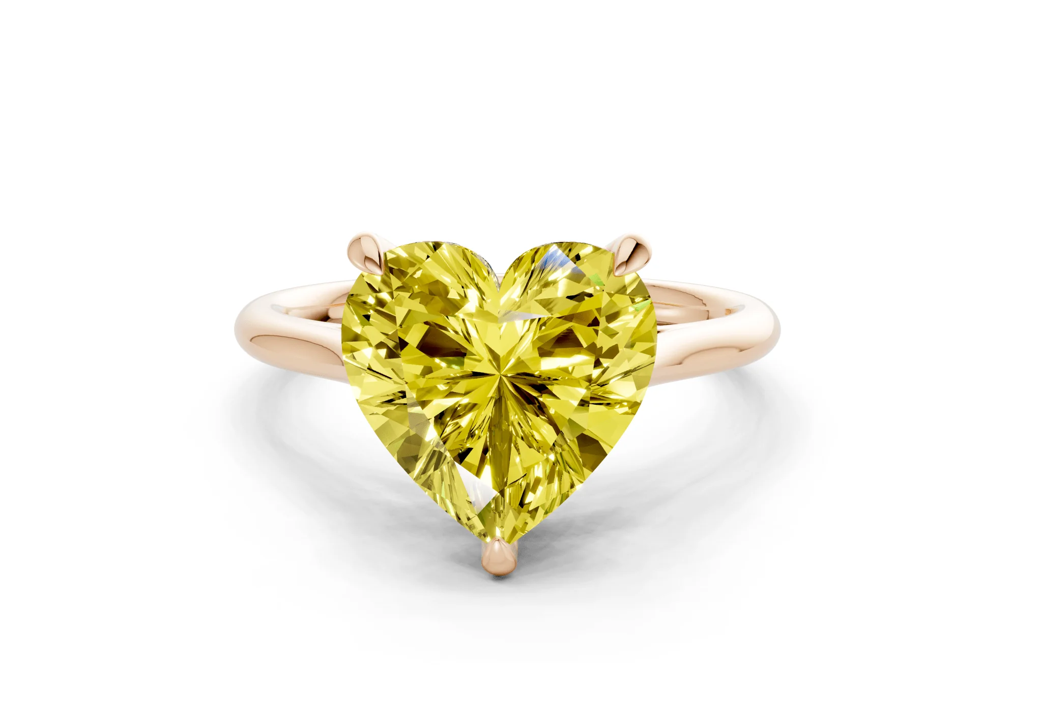 Piper Yellow Diamond Solitaire Heart Cut 2.3mm Engagement Ring - Image 4