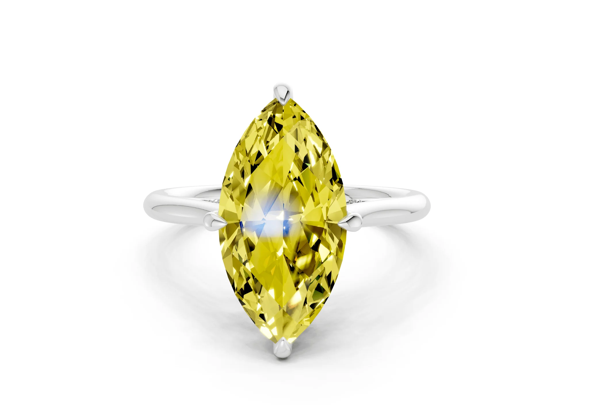 Piper Yellow Diamond Solitaire Marquise Cut 1.8mm Engagement Ring - Image 7