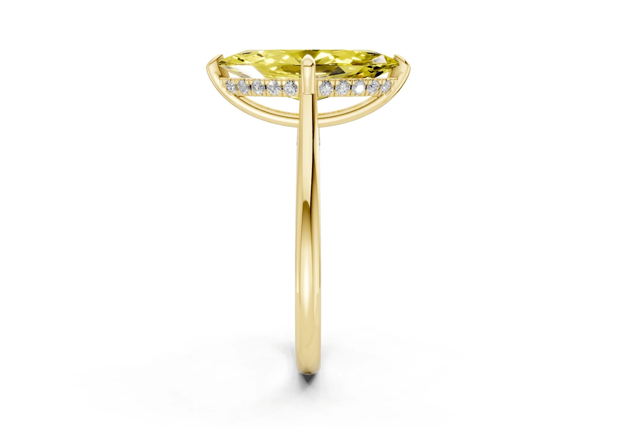 Piper Yellow Diamond Solitaire Marquise Cut 2.2mm Engagement Ring - Image 3