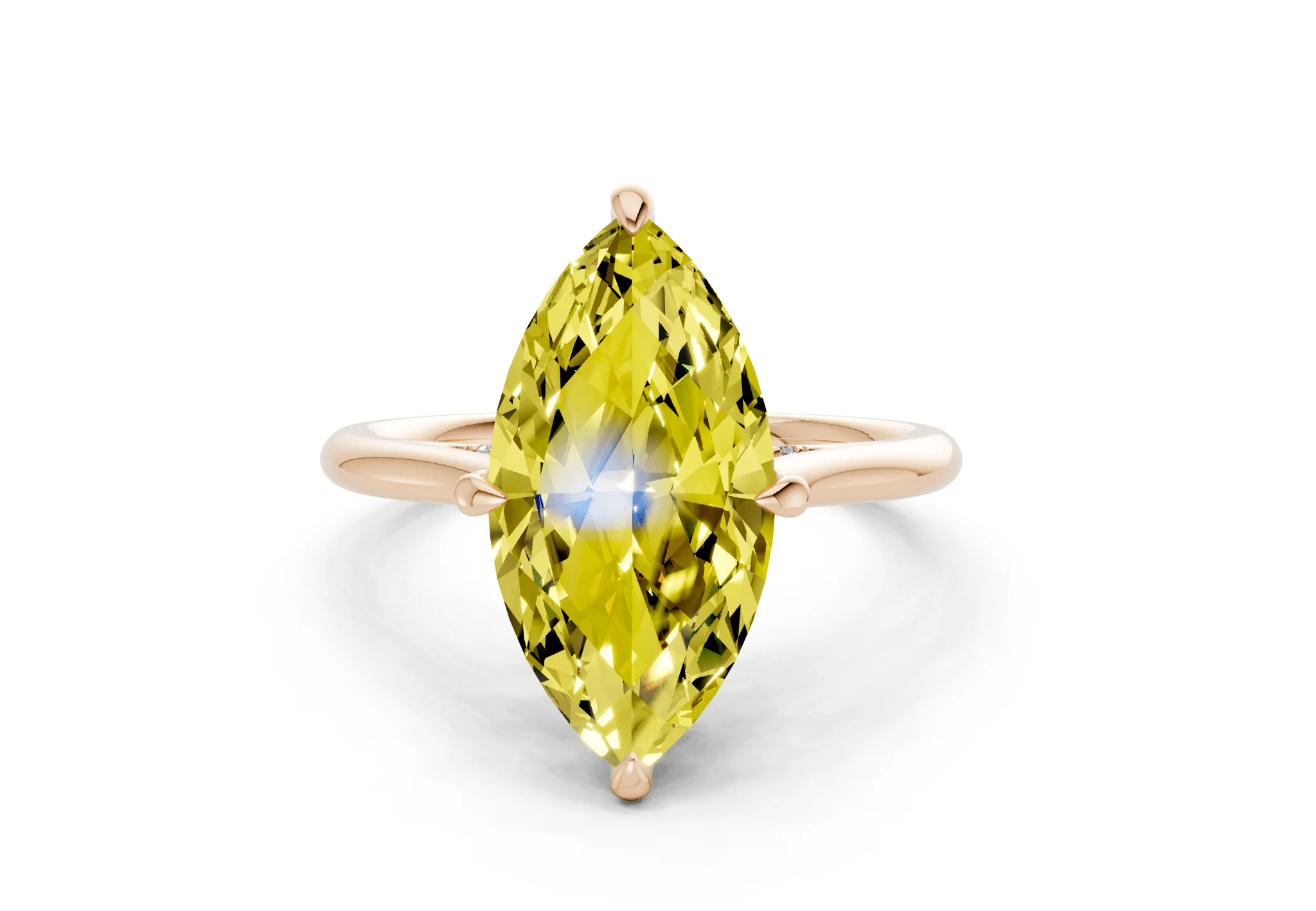 Piper Yellow Diamond Solitaire Marquise Cut 2.2mm Engagement Ring - Image 4