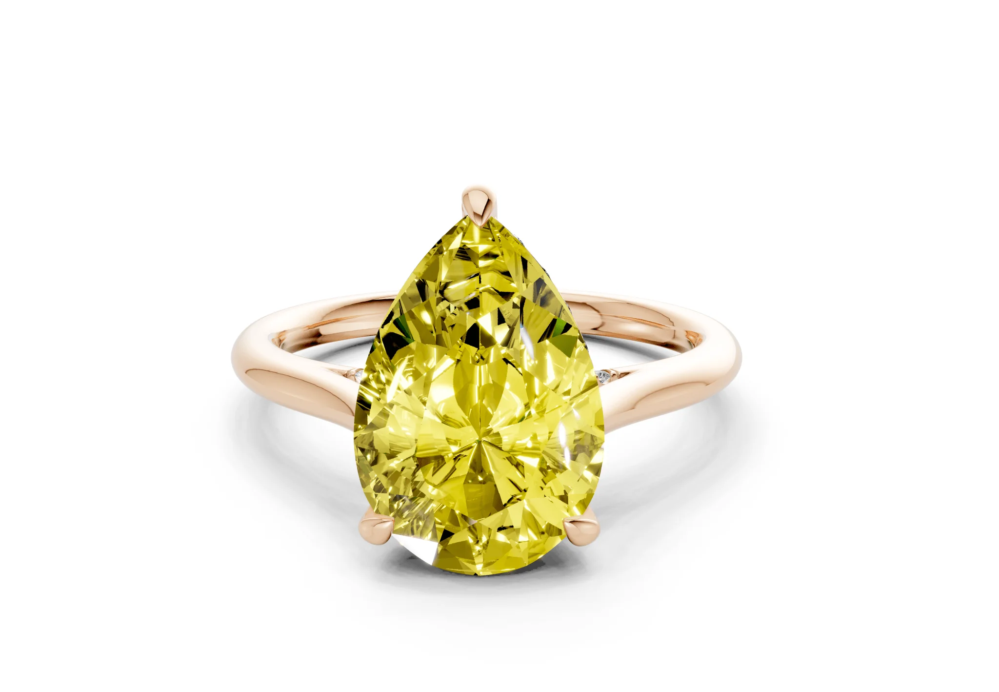 Piper Yellow Diamond Solitaire Pear Cut 2.3mm Engagement Ring - Image 4
