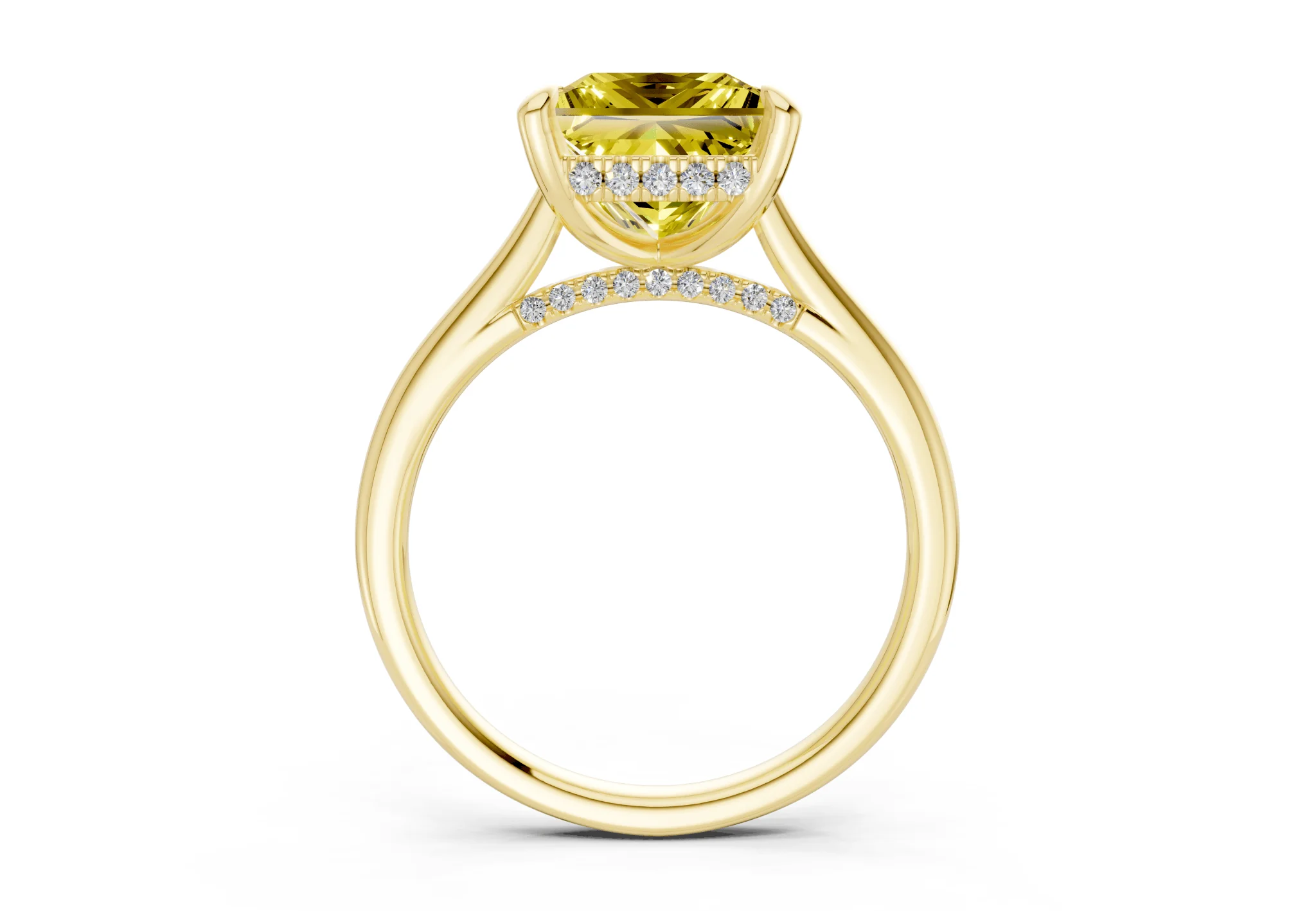 Piper Yellow Diamond Solitaire Princess Cut 1.8mm Engagement Ring - Image 2