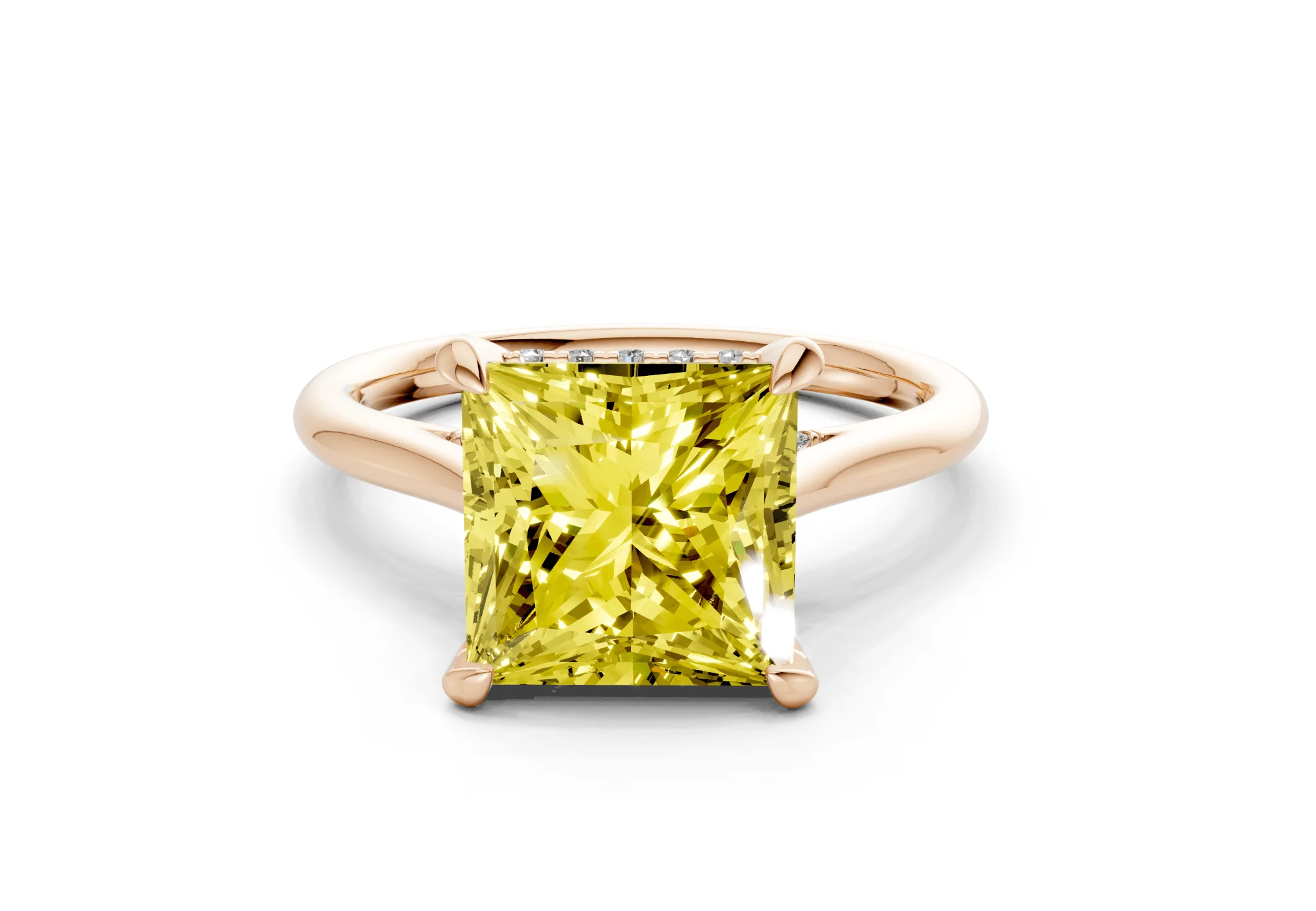 Piper Yellow Diamond Solitaire Princess Cut 1.8mm Engagement Ring - Image 4