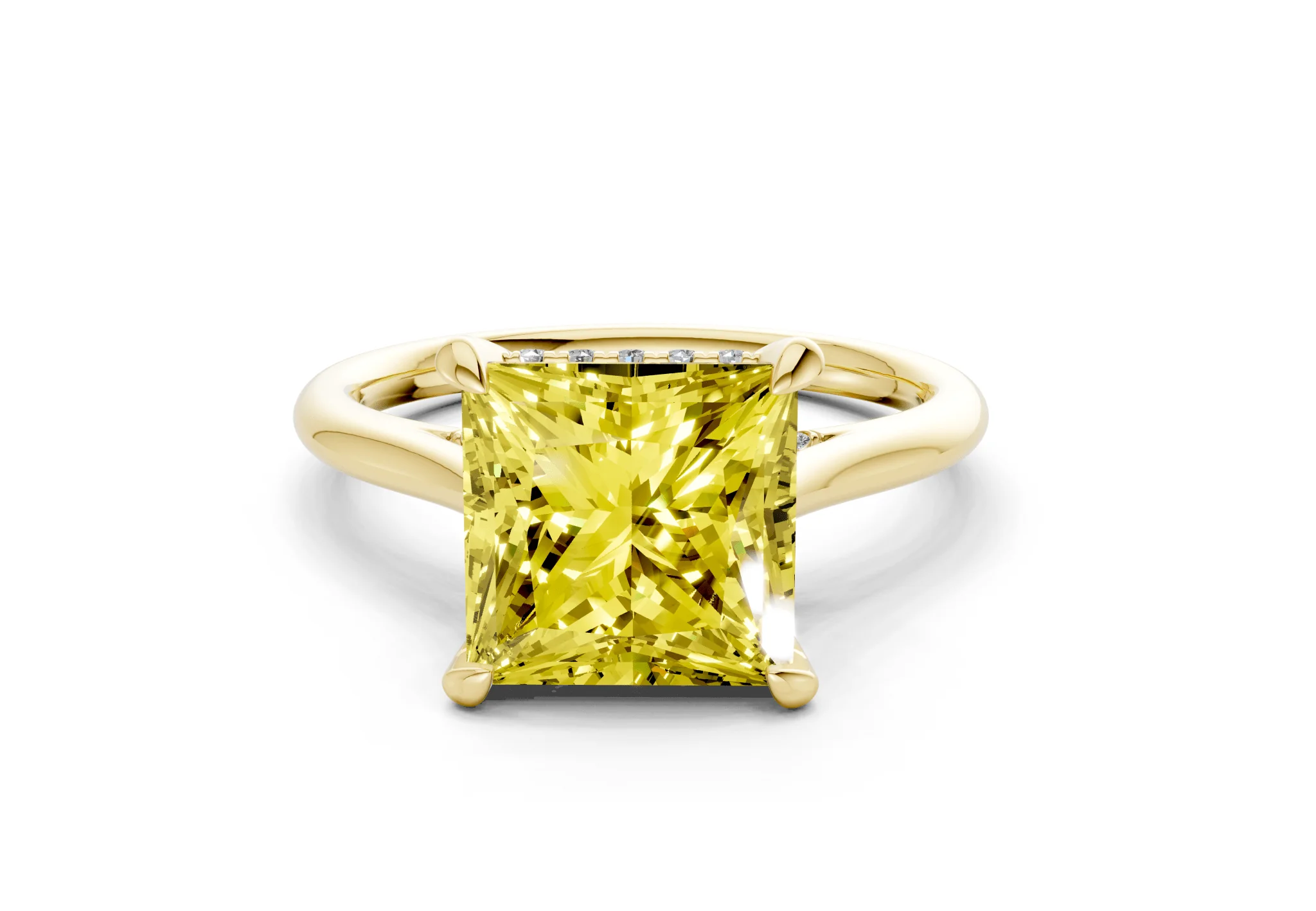 Piper Yellow Diamond Solitaire Princess Cut 2.3mm Engagement Ring