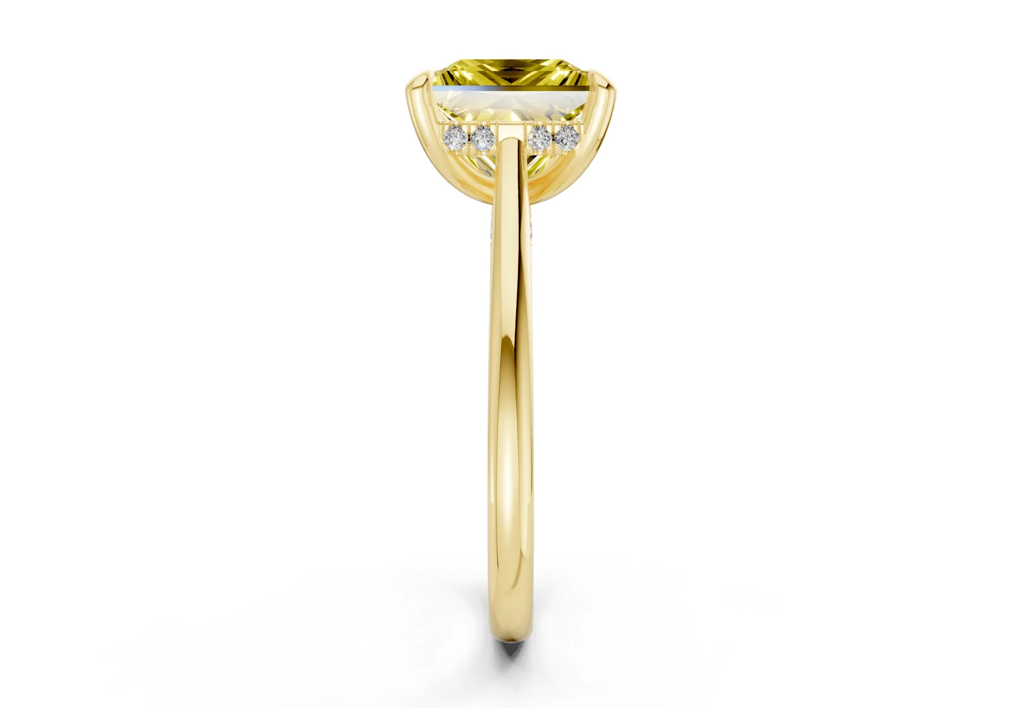 Piper Yellow Diamond Solitaire Princess Cut 2mm Engagement Ring - Image 3