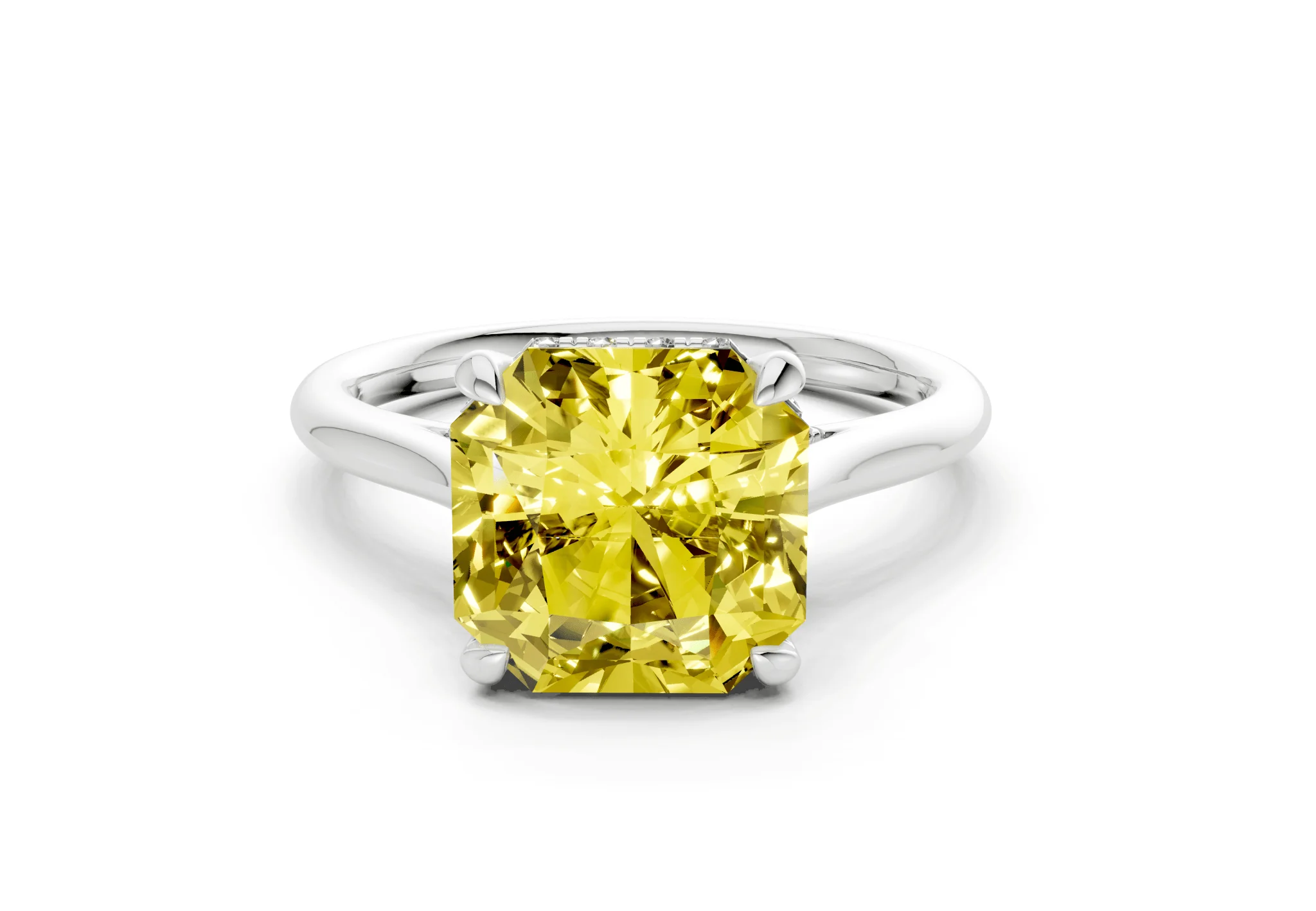 Piper Yellow Diamond Solitaire Radiant Squareuare Cut 2.3mm Engagement Ring - Image 7