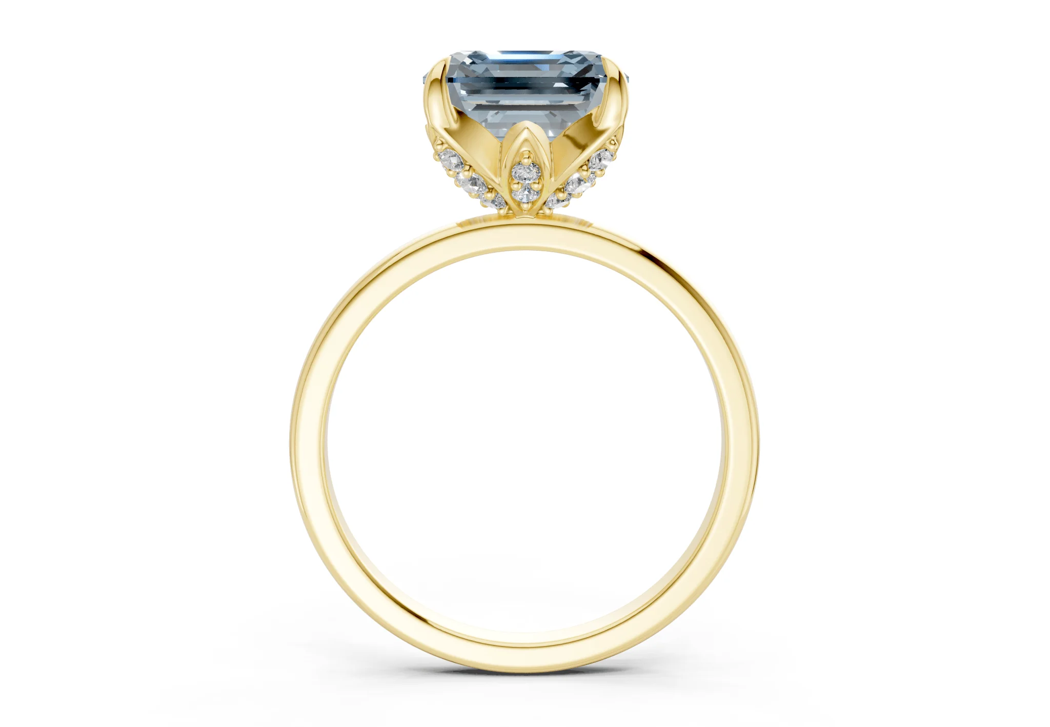 Skye Blue Diamond Solitaire Asscher Cut 1.8mm Engagement Ring - Image 2