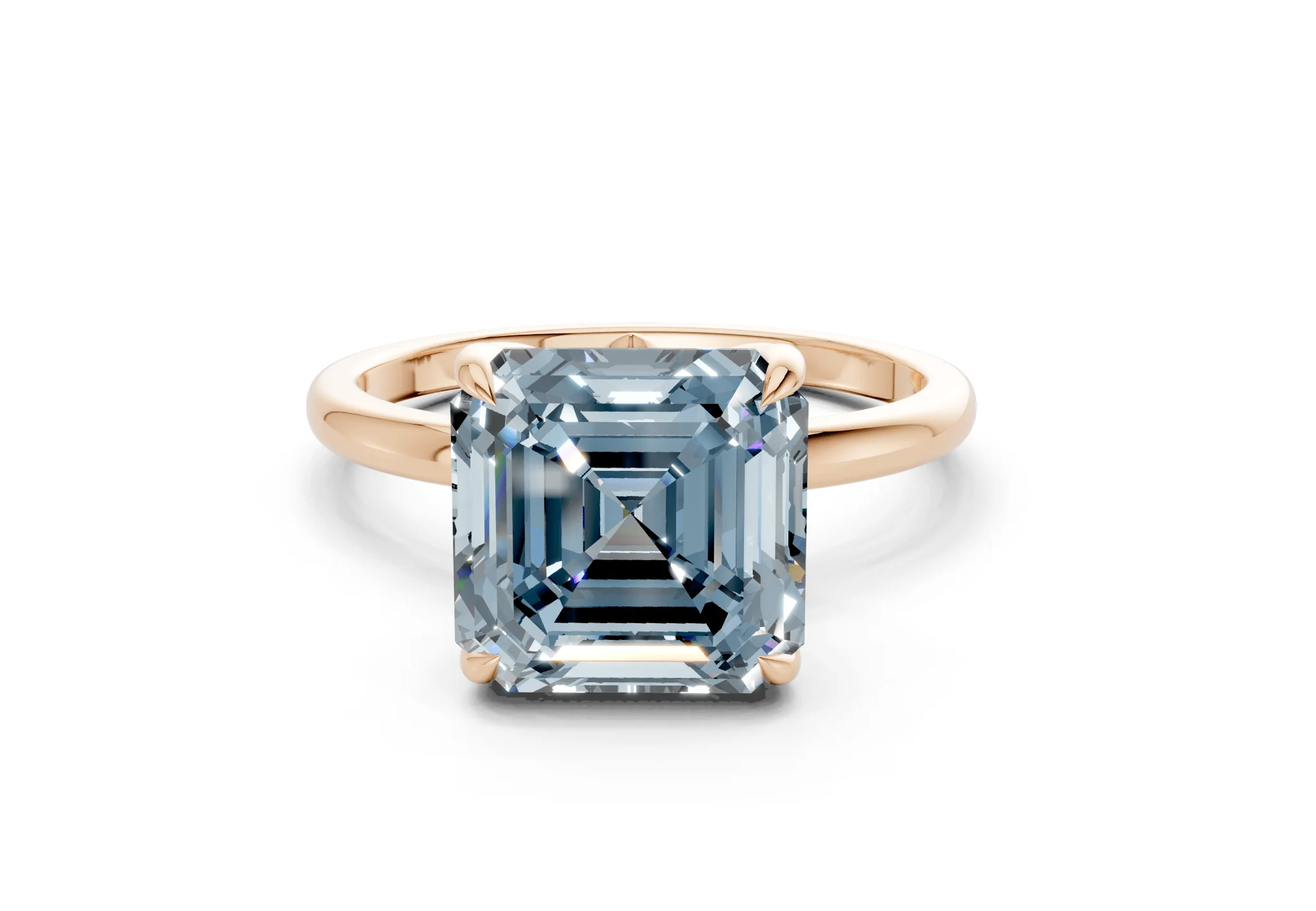 Skye Blue Diamond Solitaire Asscher Cut 1.8mm Engagement Ring - Image 4