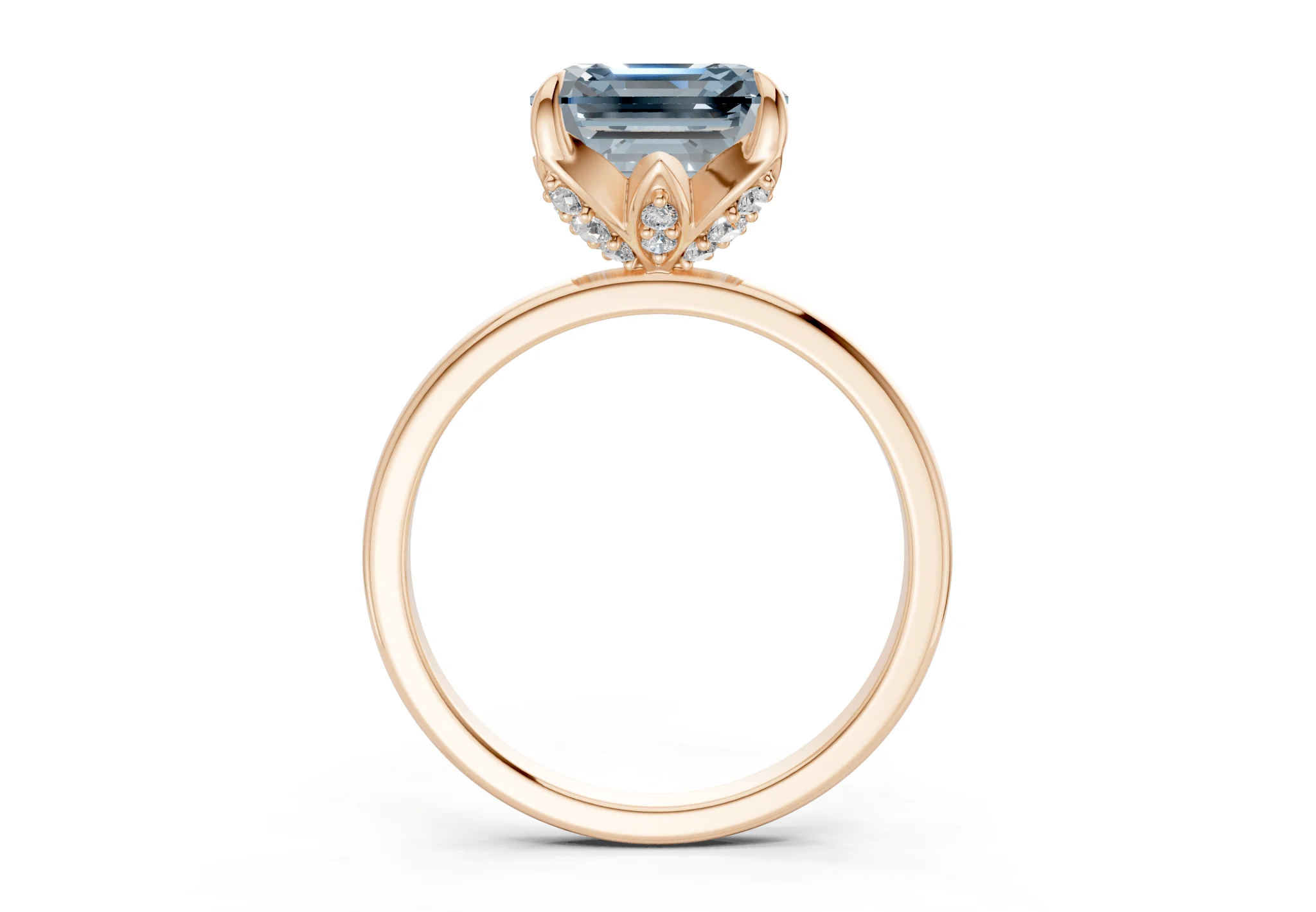 Skye Blue Diamond Solitaire Asscher Cut 1.8mm Engagement Ring - Image 5
