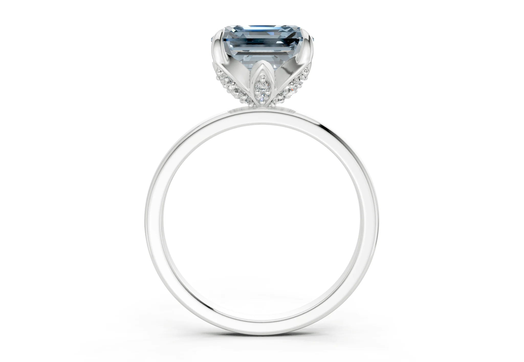 Skye Blue Diamond Solitaire Asscher Cut 1.8mm Engagement Ring - Image 8