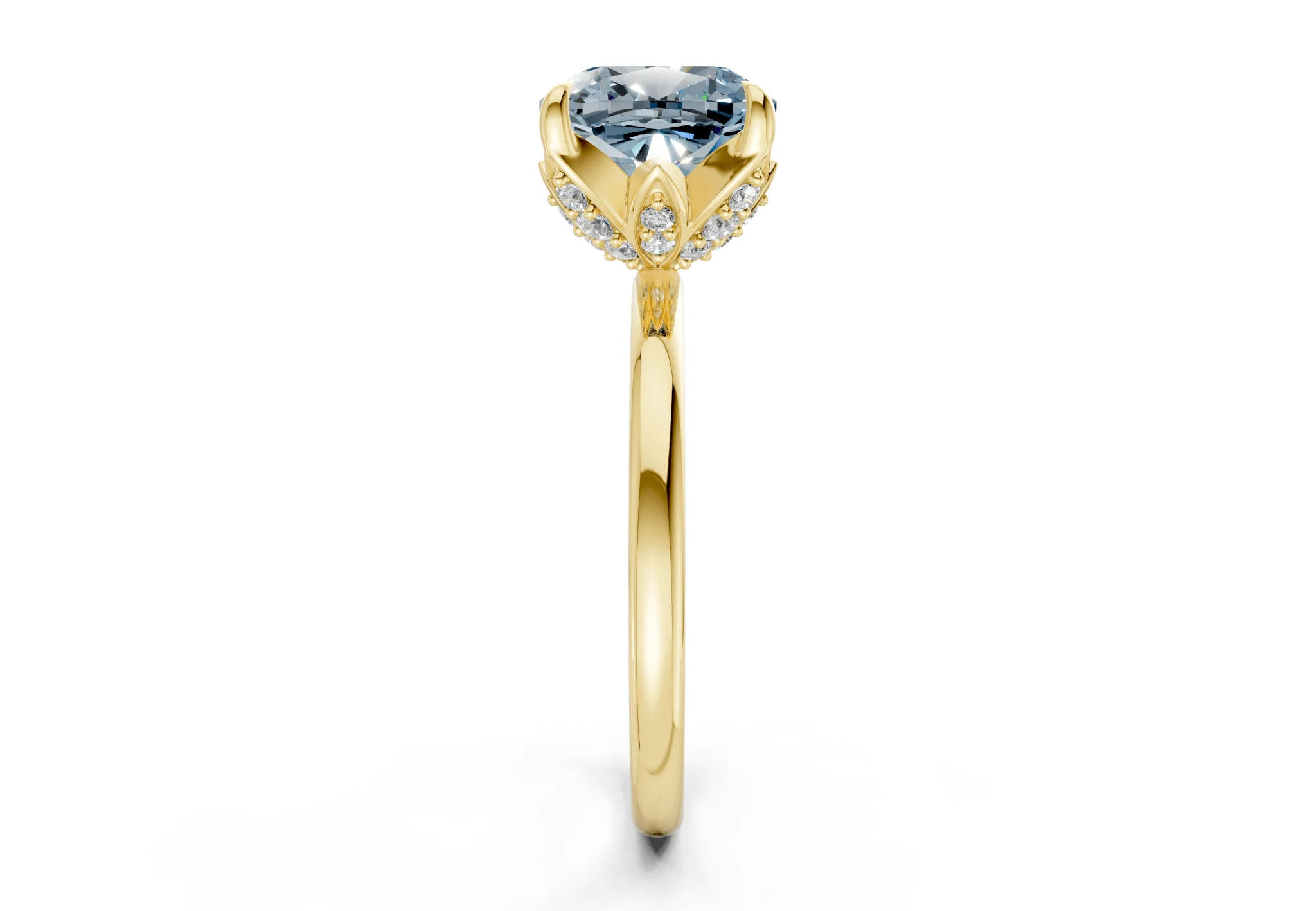 Skye Blue Diamond Solitaire Cushion Squareuare Cut 1.8mm Engagement Ring - Image 3