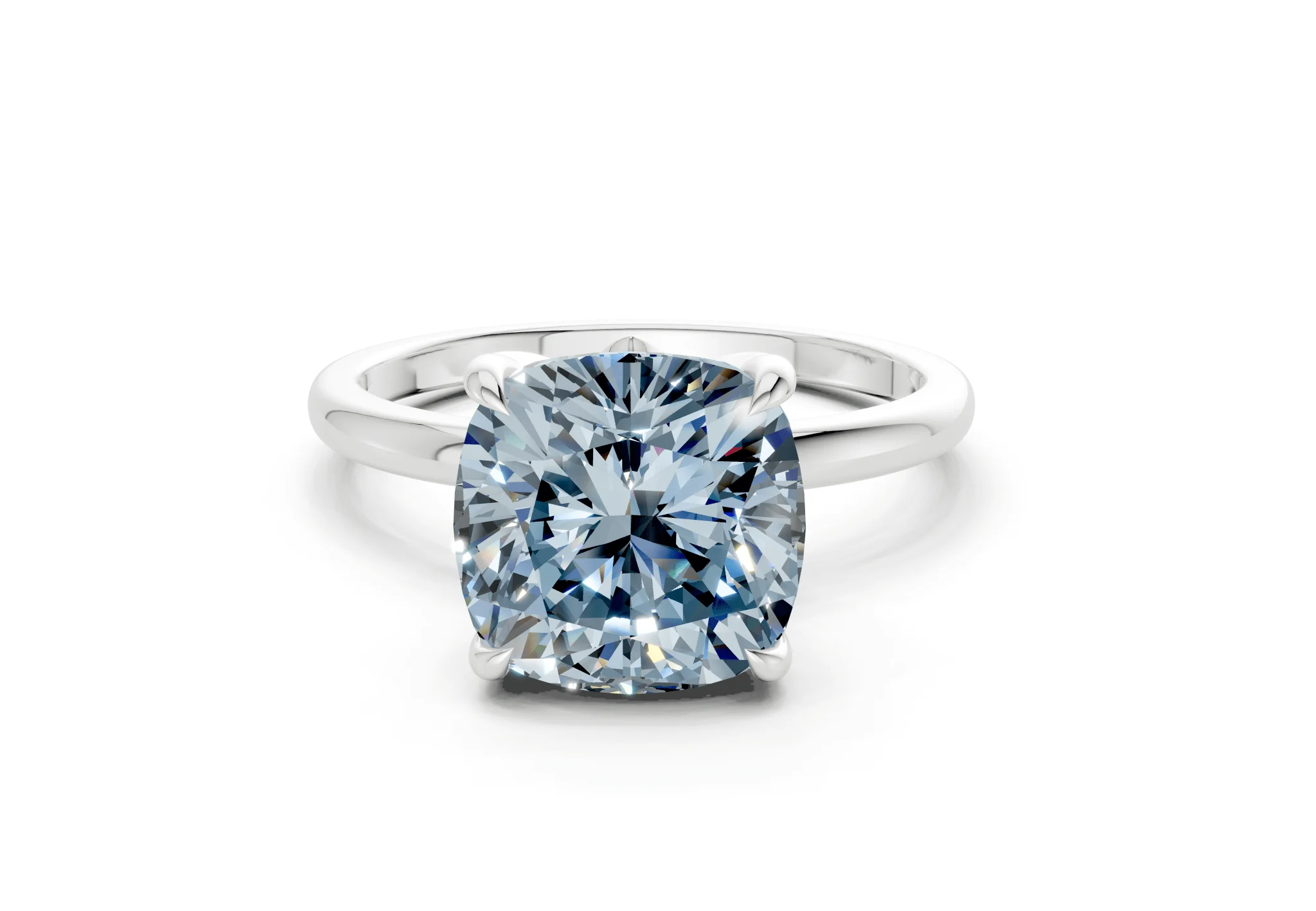Skye Blue Diamond Solitaire Cushion Squareuare Cut 1.8mm Engagement Ring - Image 7