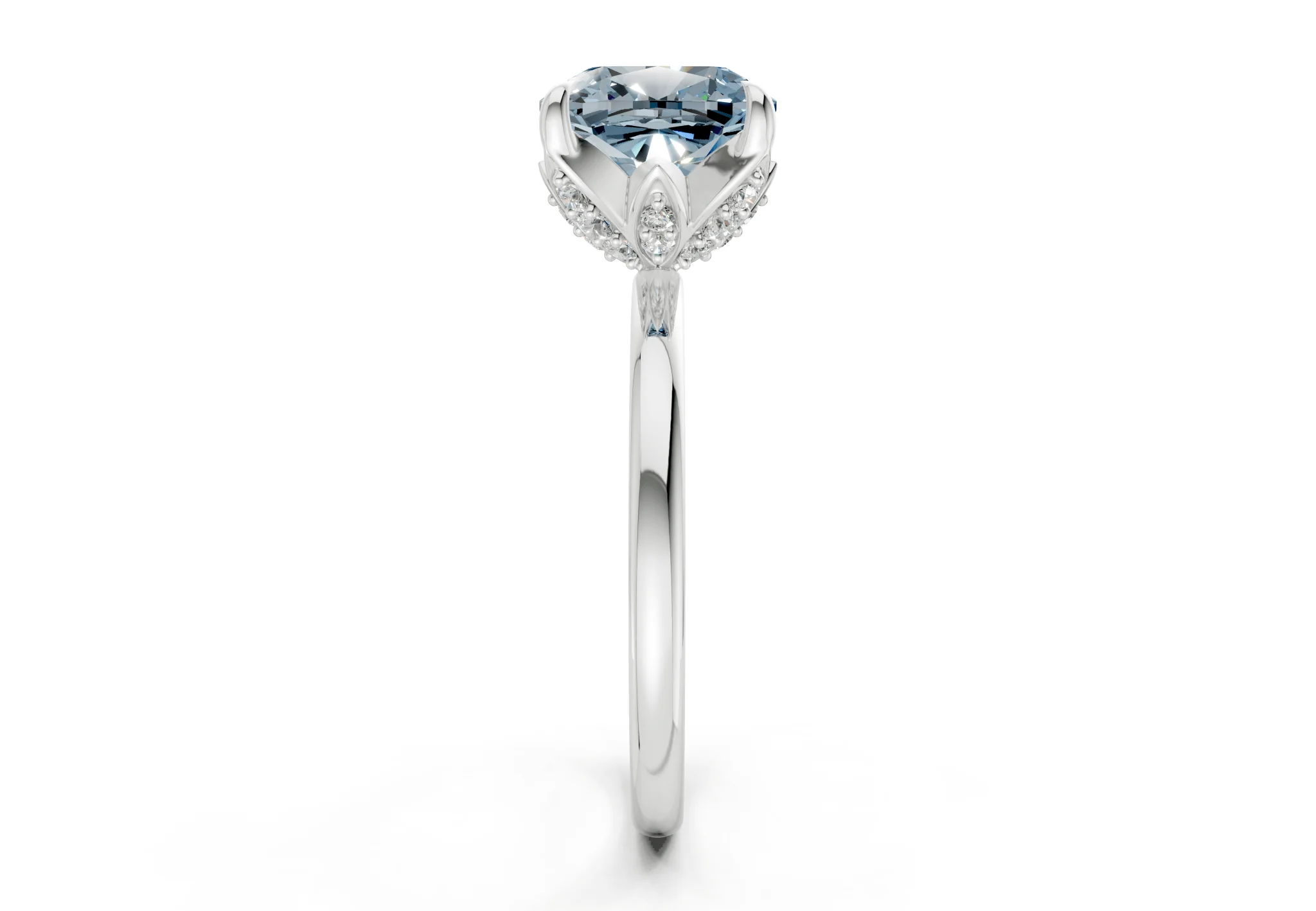 Skye Blue Diamond Solitaire Cushion Squareuare Cut 1.8mm Engagement Ring - Image 9