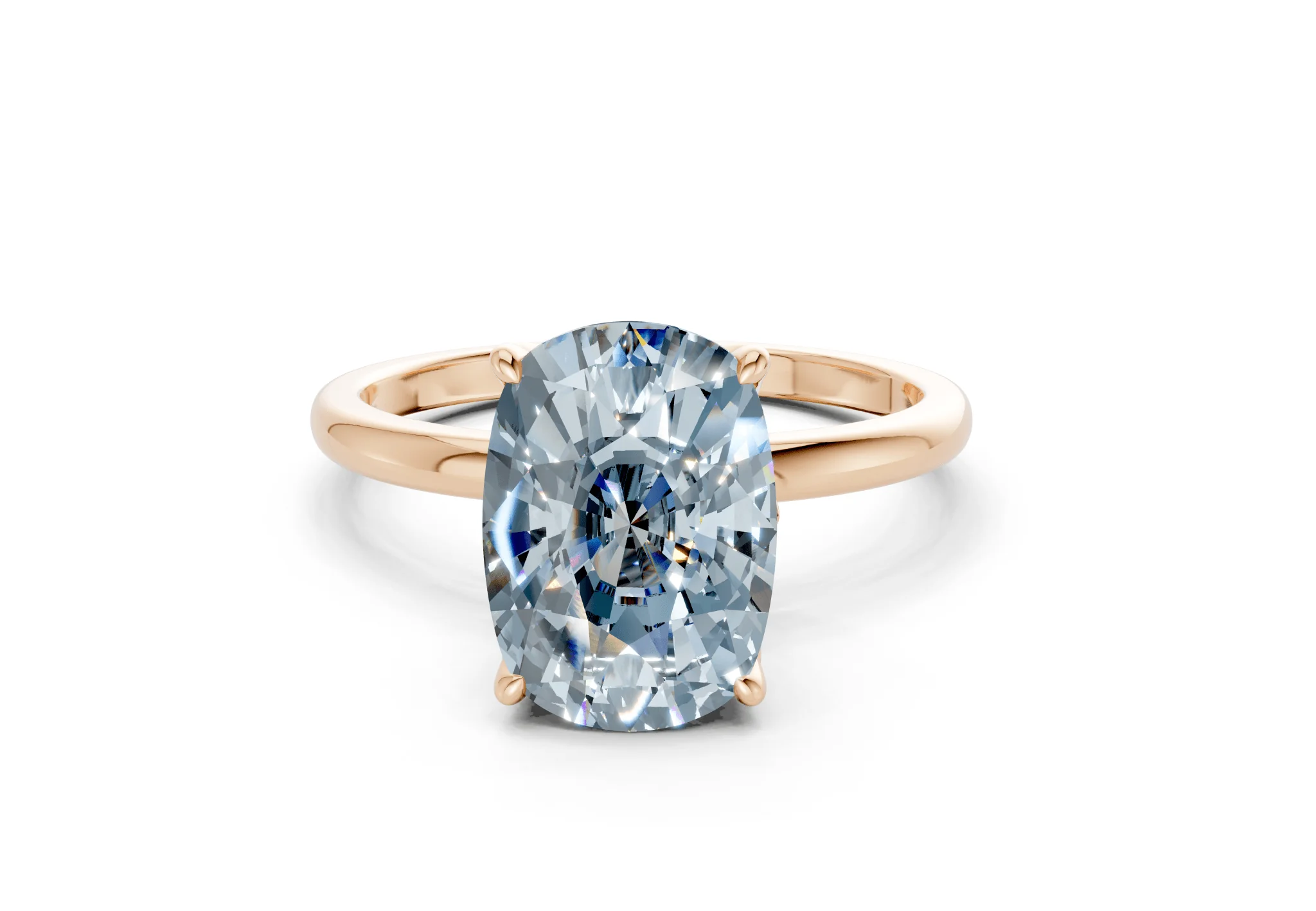 Skye Blue Diamond Solitaire Elongated Cushion Cut 1.8mm Engagement Ring - Image 4