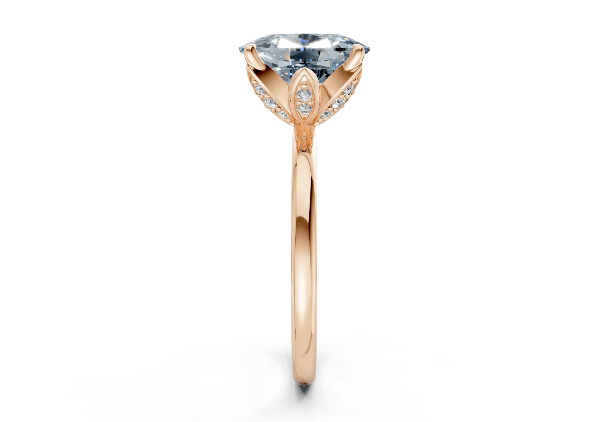 Skye Blue Diamond Solitaire Elongated Cushion Cut 1.8mm Engagement Ring - Image 6