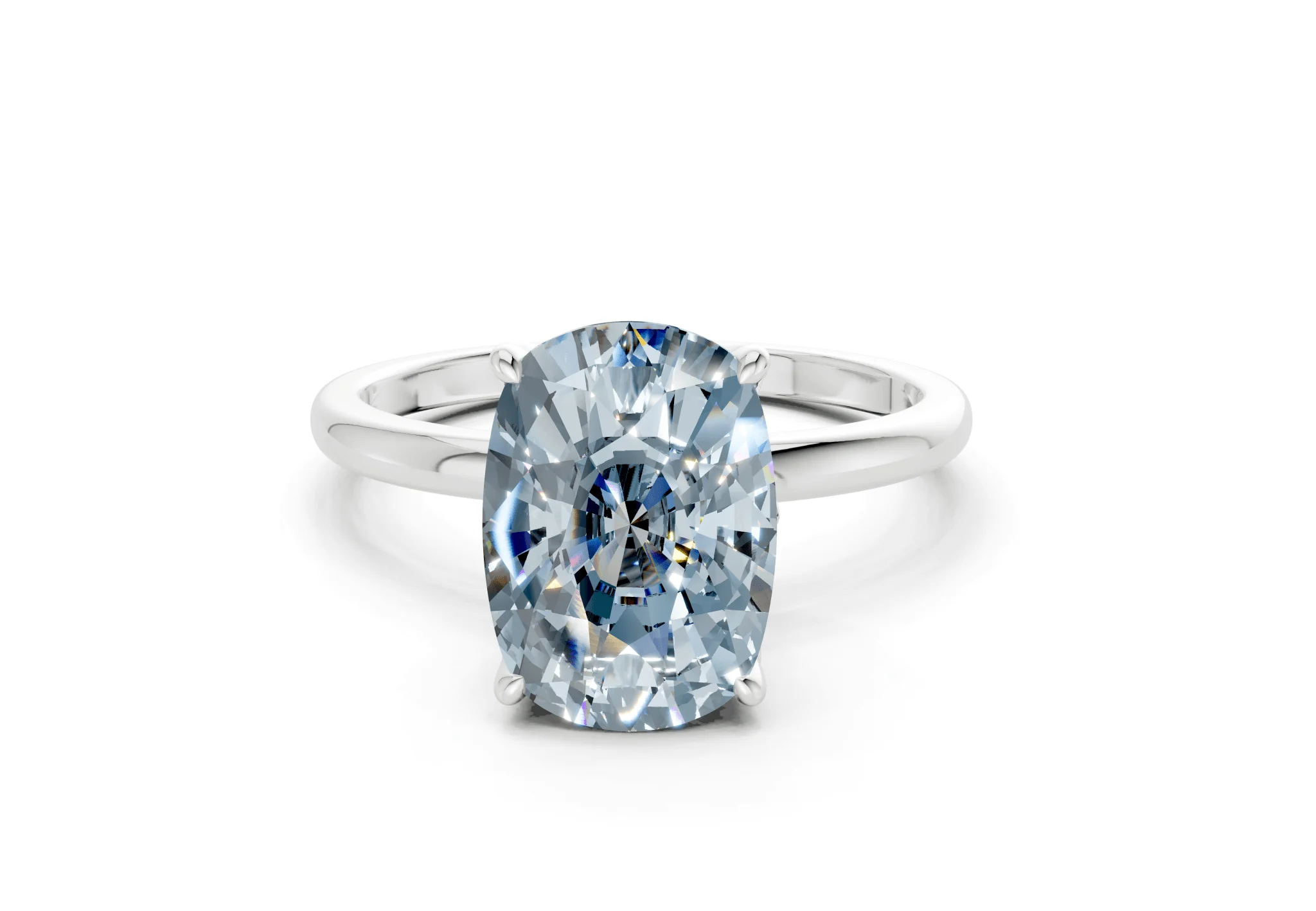 Skye Blue Diamond Solitaire Elongated Cushion Cut 1.8mm Engagement Ring - Image 7