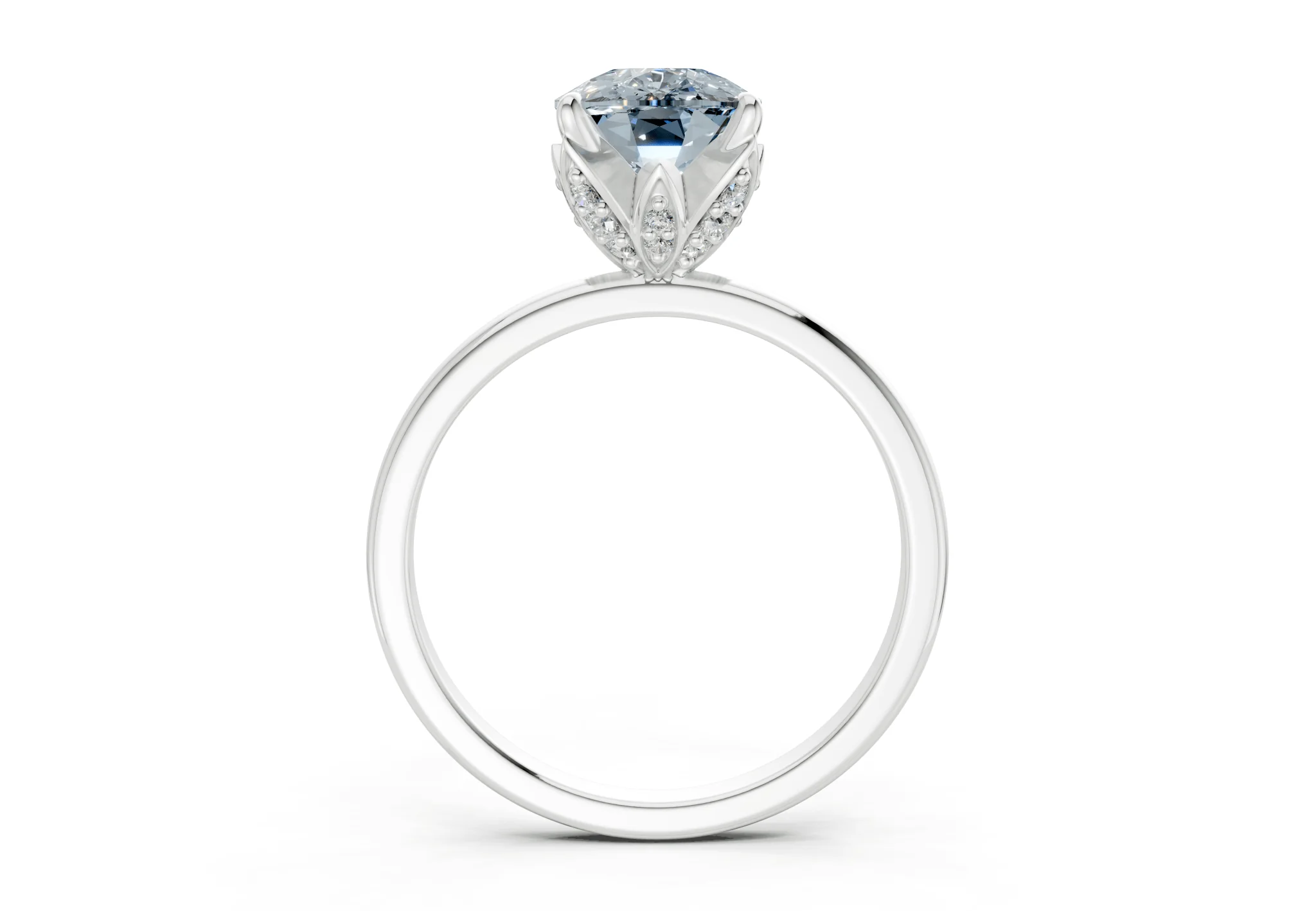 Skye Blue Diamond Solitaire Elongated Cushion Cut 1.8mm Engagement Ring - Image 8