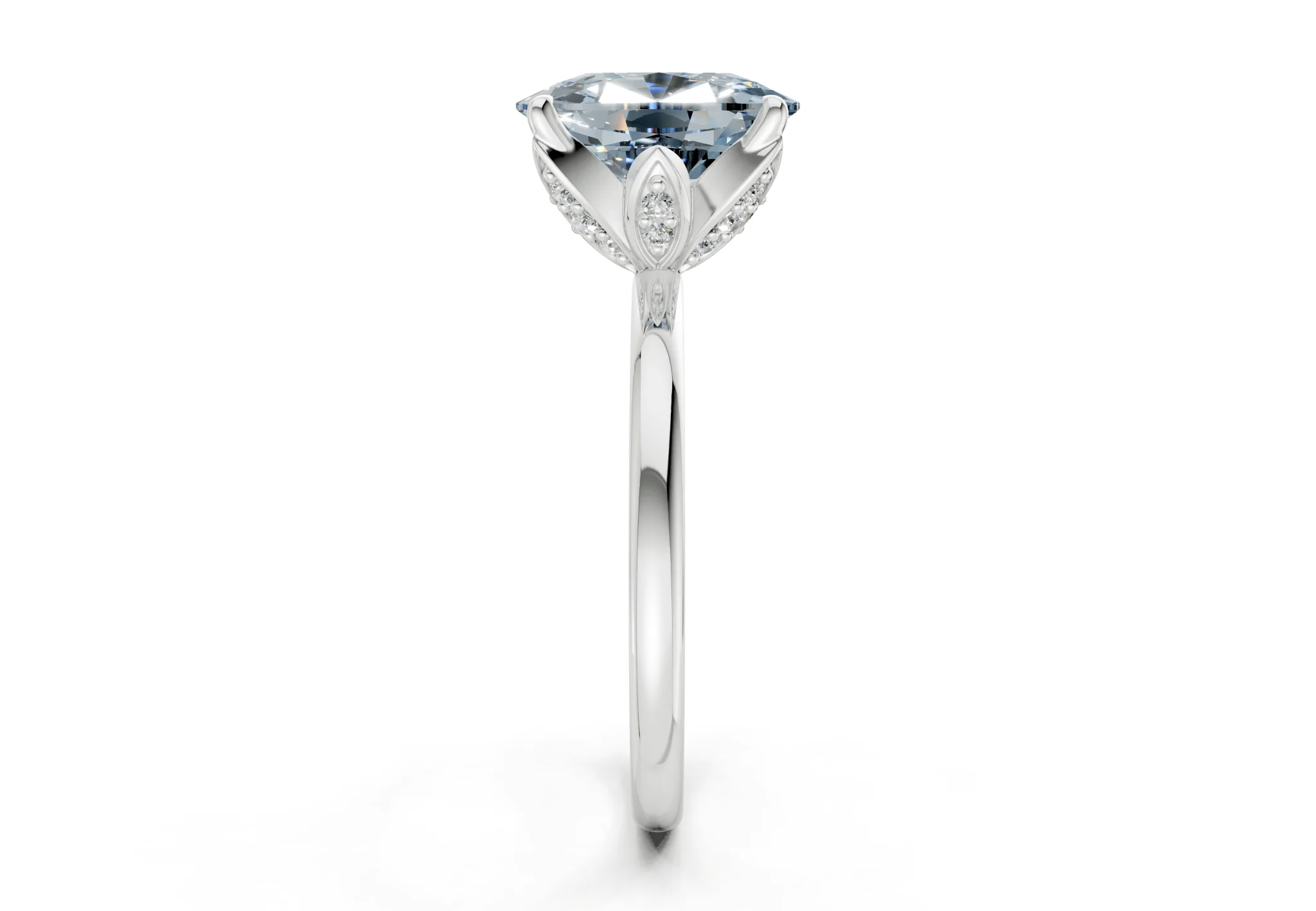 Skye Blue Diamond Solitaire Elongated Cushion Cut 1.8mm Engagement Ring - Image 9