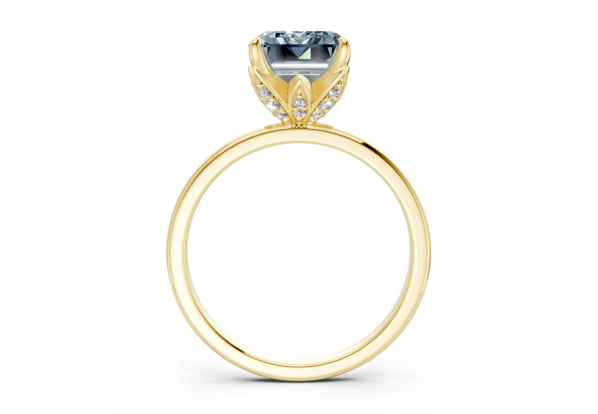Skye Blue Diamond Solitaire Emerald Cut 1.8mm Engagement Ring - Image 2