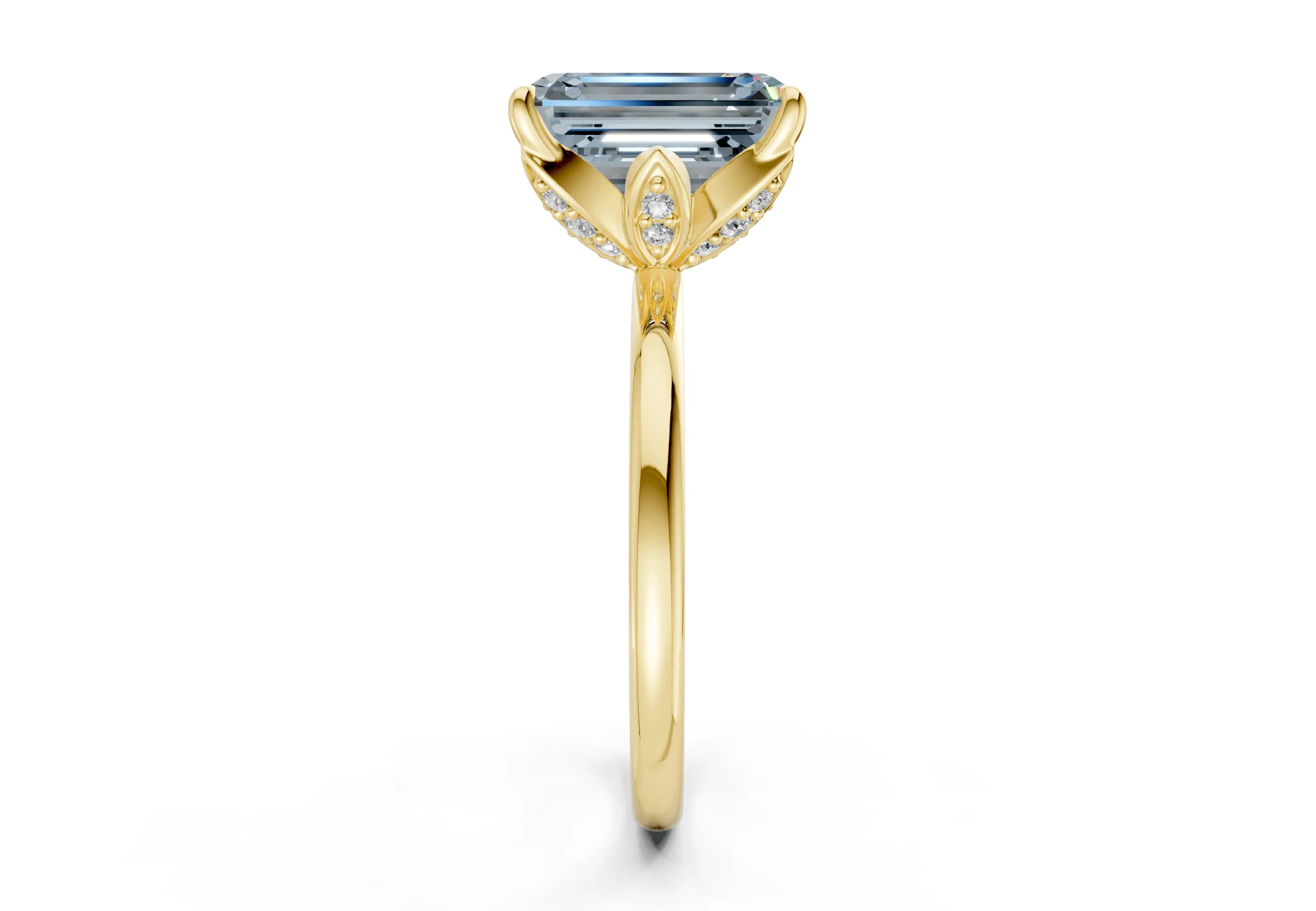 Skye Blue Diamond Solitaire Emerald Cut 1.8mm Engagement Ring - Image 3