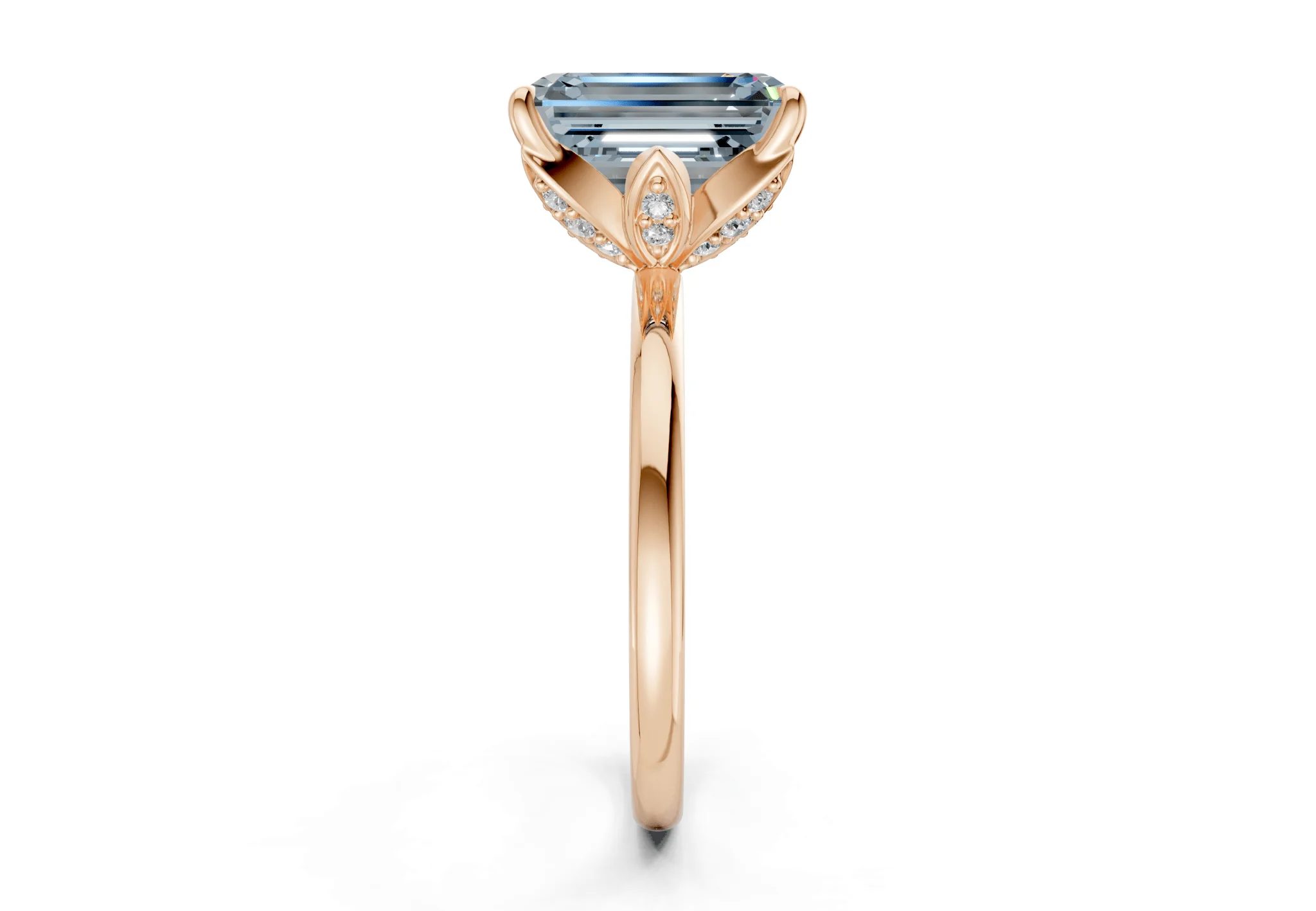 Skye Blue Diamond Solitaire Emerald Cut 1.8mm Engagement Ring - Image 6