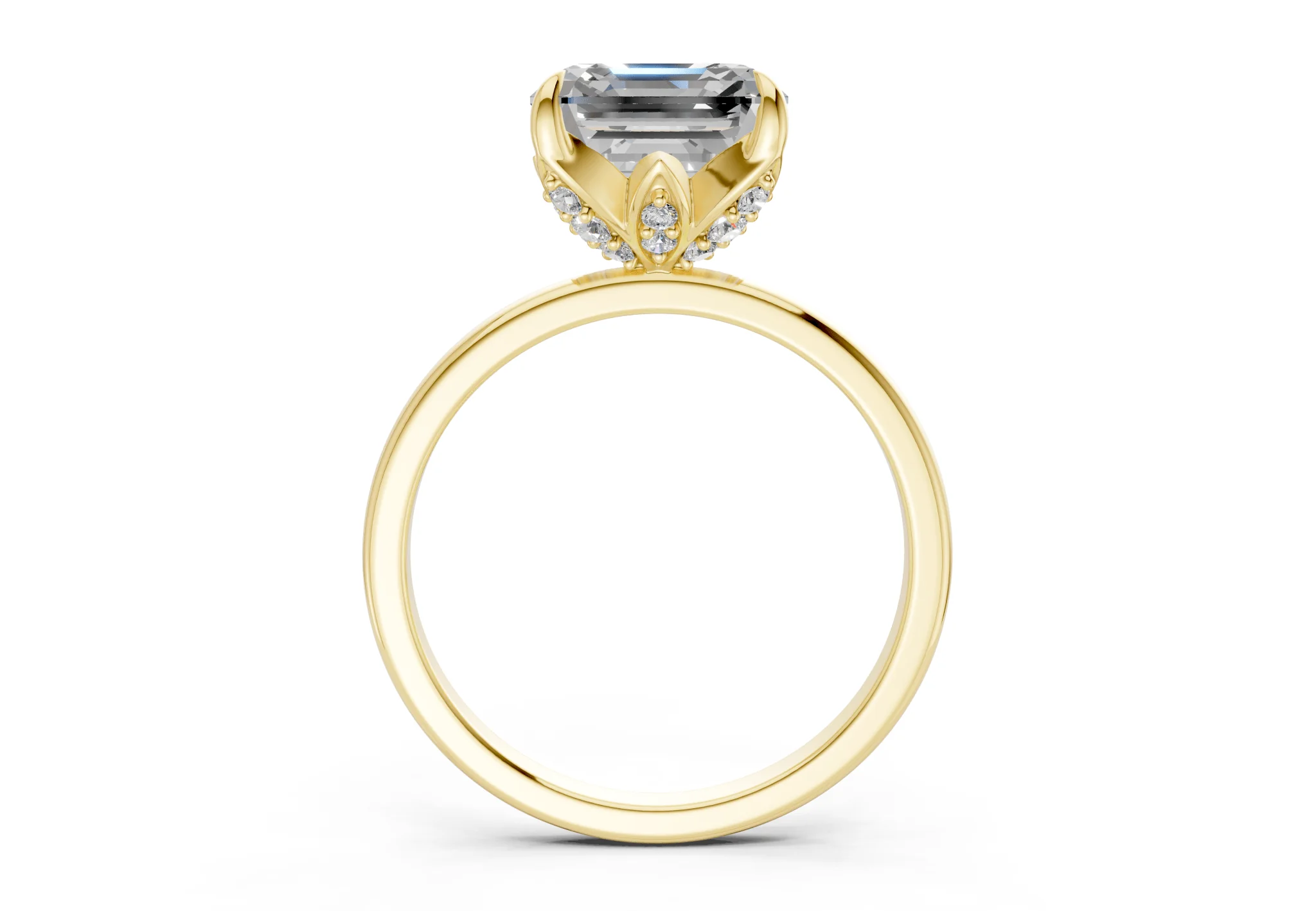 Skye Diamond Solitaire Asscher Cut 1.8mm Engagement Ring - Image 2
