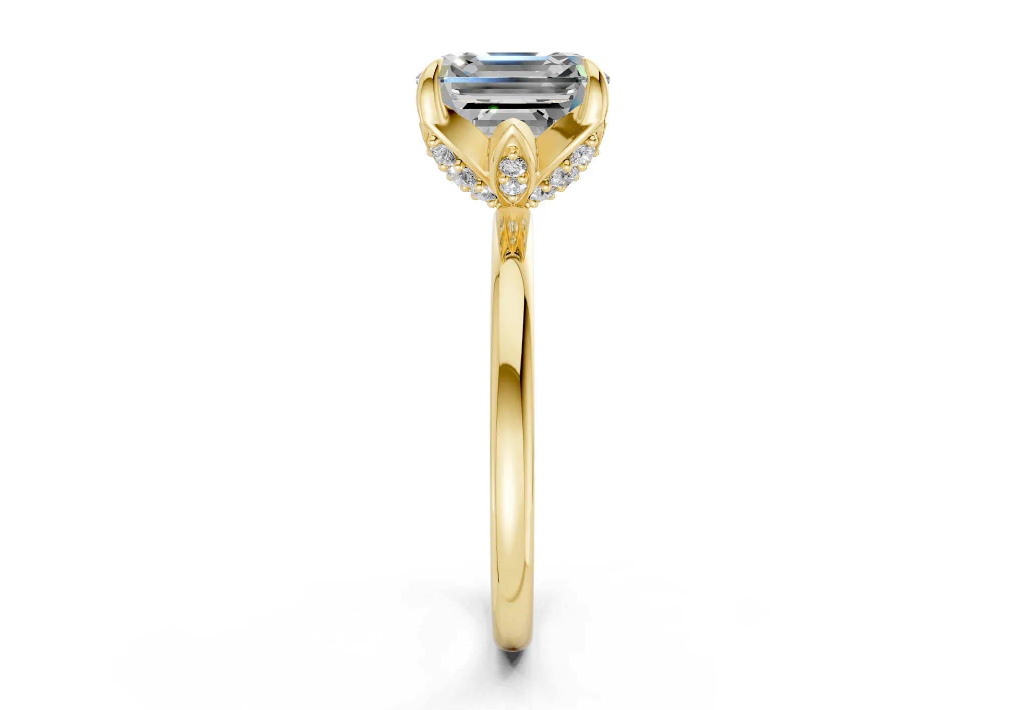 Skye Diamond Solitaire Asscher Cut 1.8mm Engagement Ring - Image 3