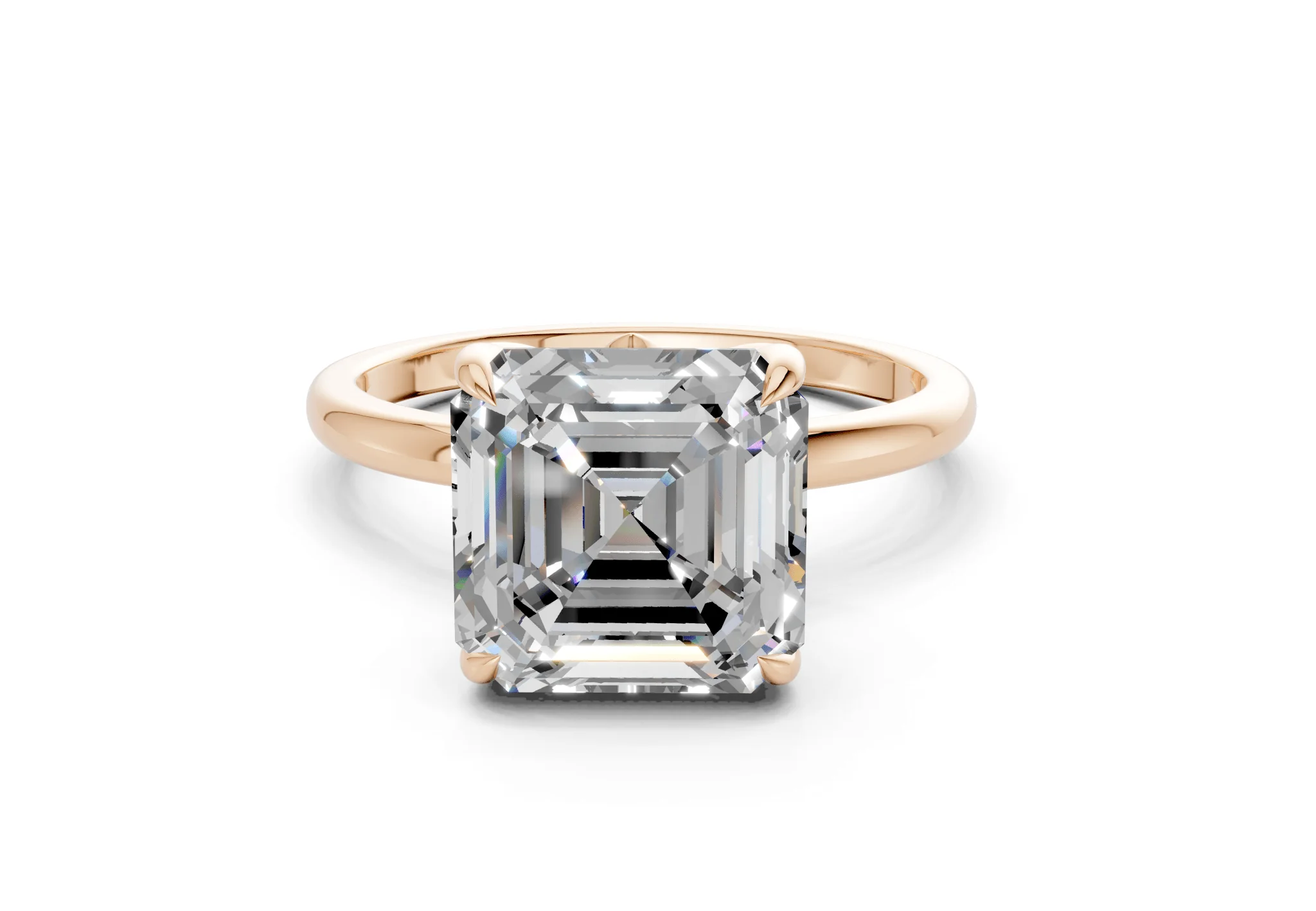 Skye Diamond Solitaire Asscher Cut 1.8mm Engagement Ring - Image 4