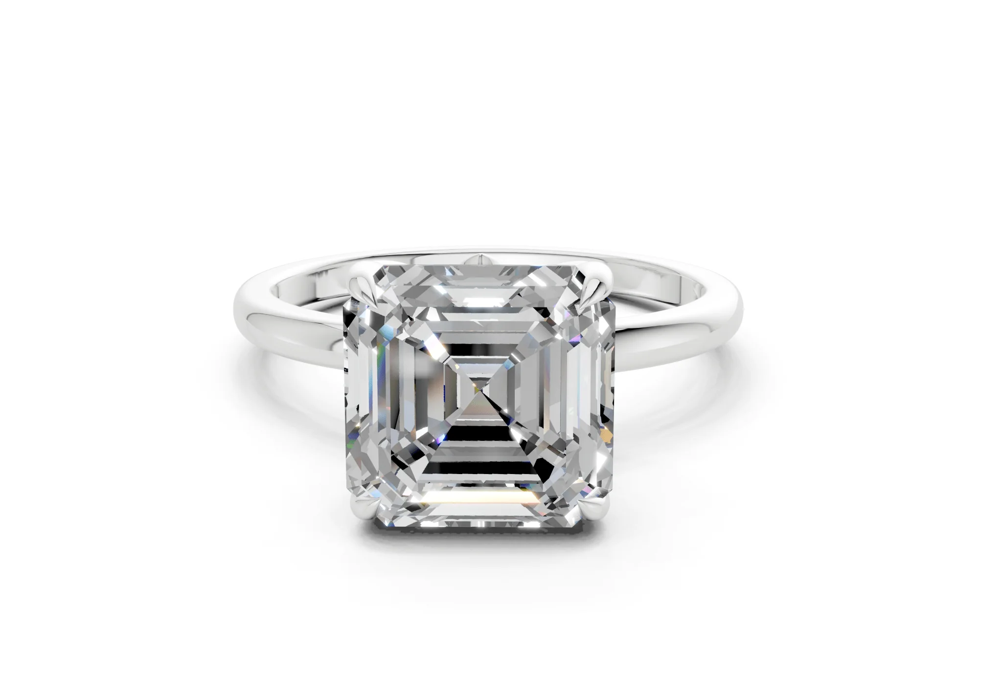 Skye Diamond Solitaire Asscher Cut 1.8mm Engagement Ring - Image 7