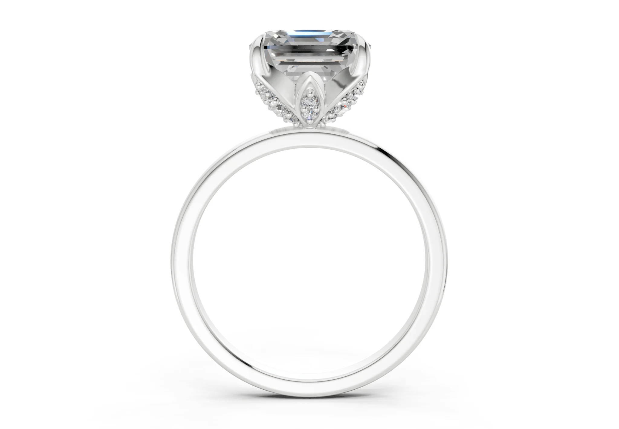 Skye Diamond Solitaire Asscher Cut 1.8mm Engagement Ring - Image 8