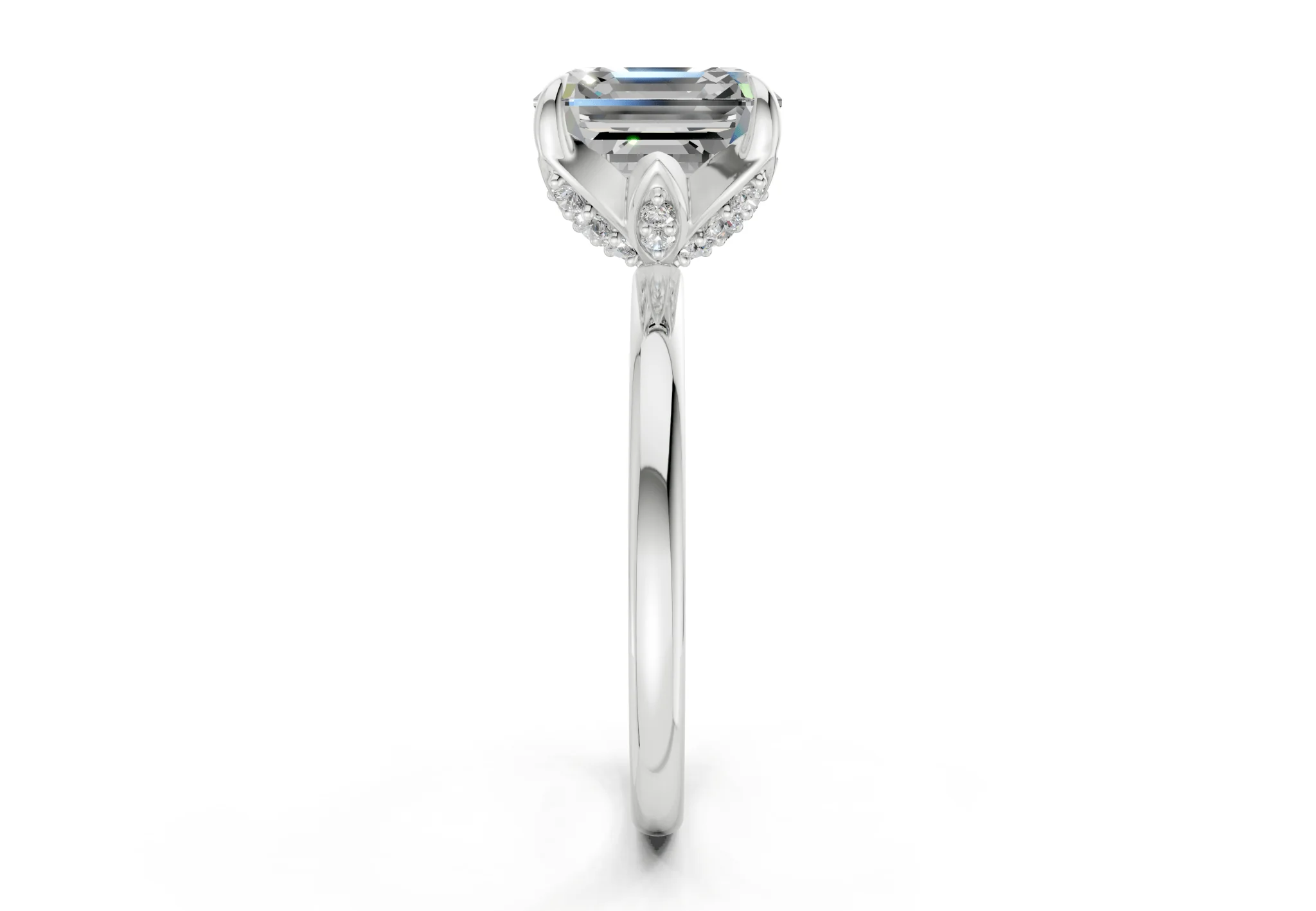 Skye Diamond Solitaire Asscher Cut 1.8mm Engagement Ring - Image 9