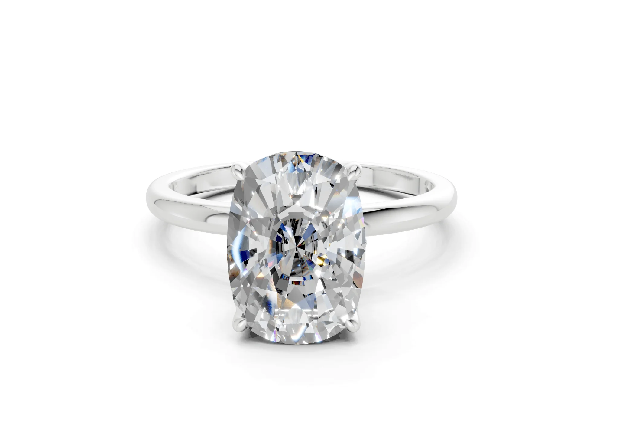 Skye Diamond Solitaire Elongated Cushion Cut 1.8mm Engagement Ring - Image 7
