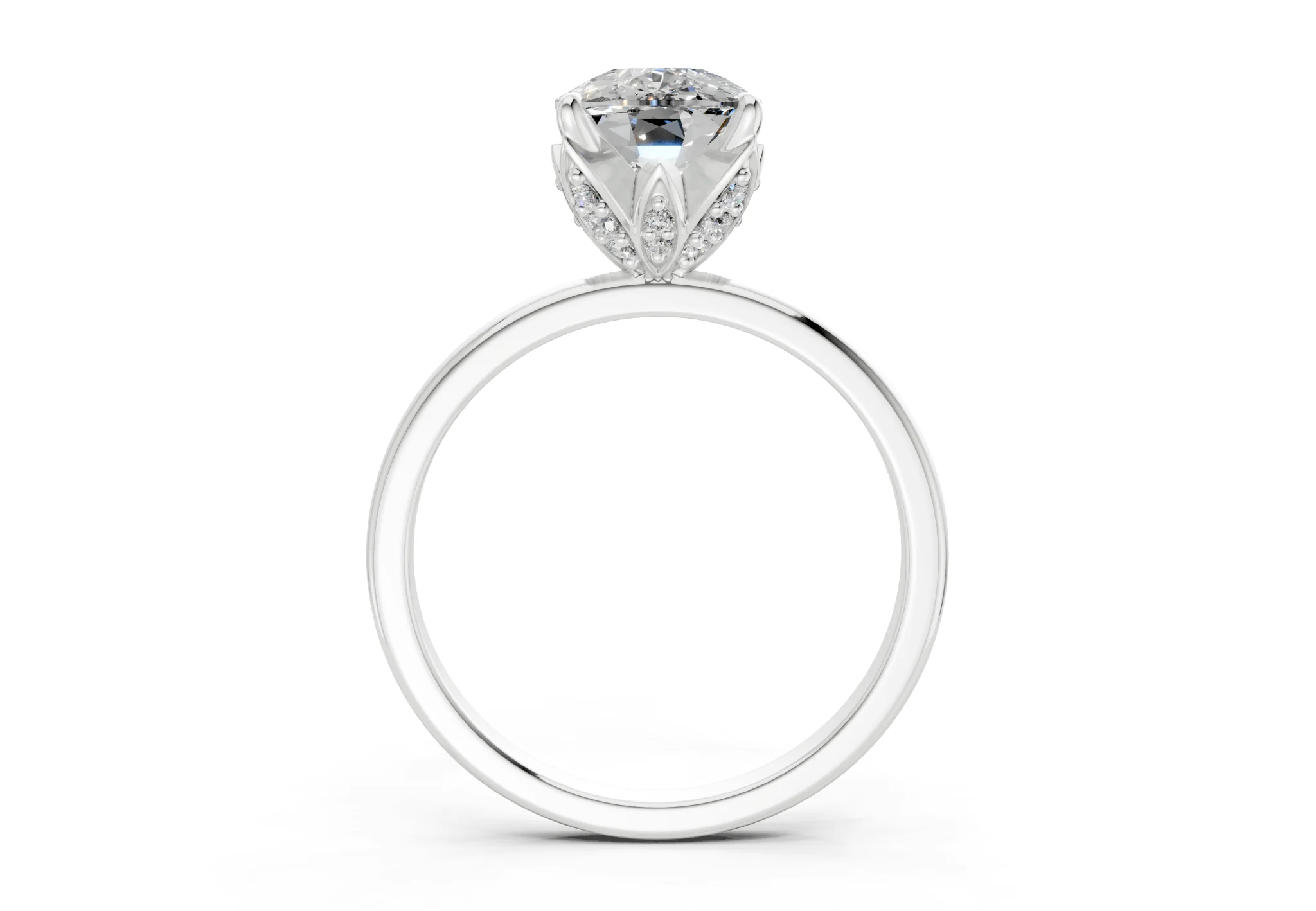 Skye Diamond Solitaire Elongated Cushion Cut 1.8mm Engagement Ring - Image 8