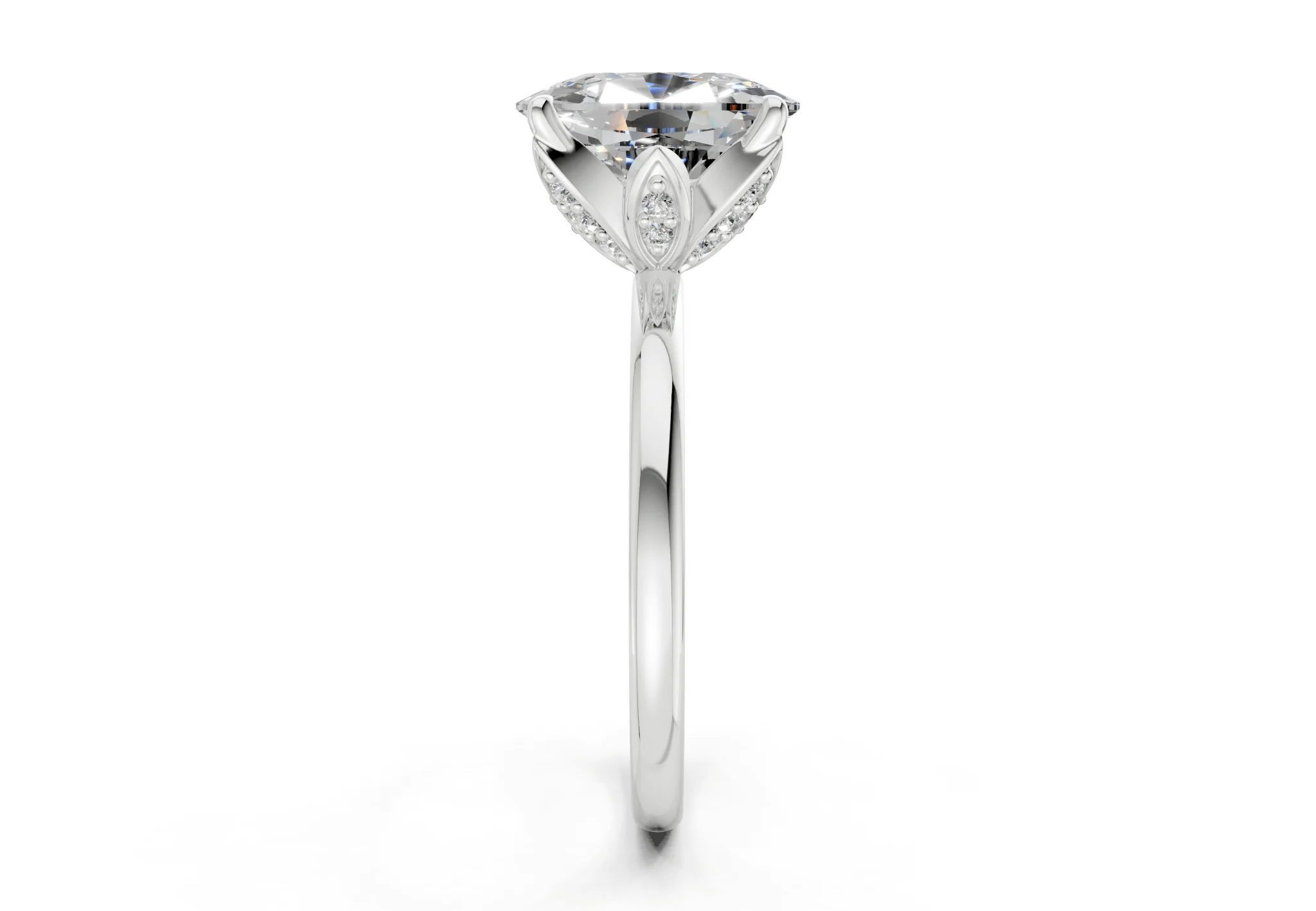 Skye Diamond Solitaire Elongated Cushion Cut 1.8mm Engagement Ring - Image 9
