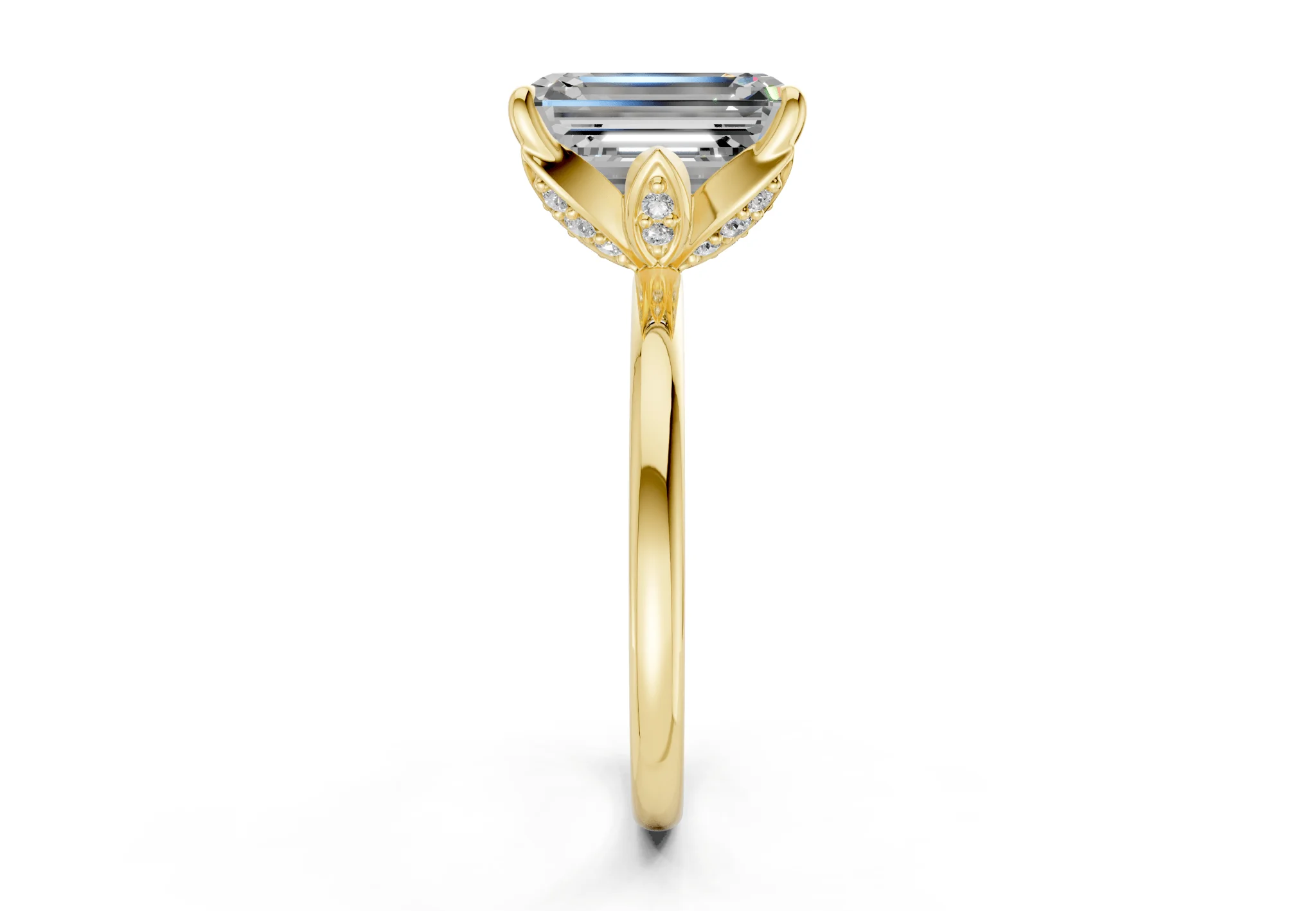 Skye Diamond Solitaire Emerald Cut 1.8mm Engagement Ring - Image 3