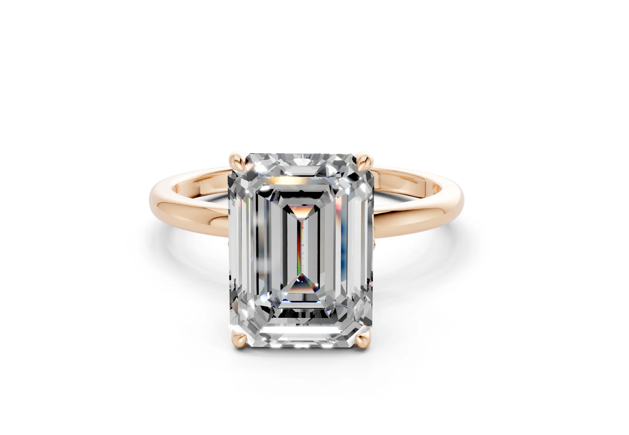Skye Diamond Solitaire Emerald Cut 1.8mm Engagement Ring - Image 4