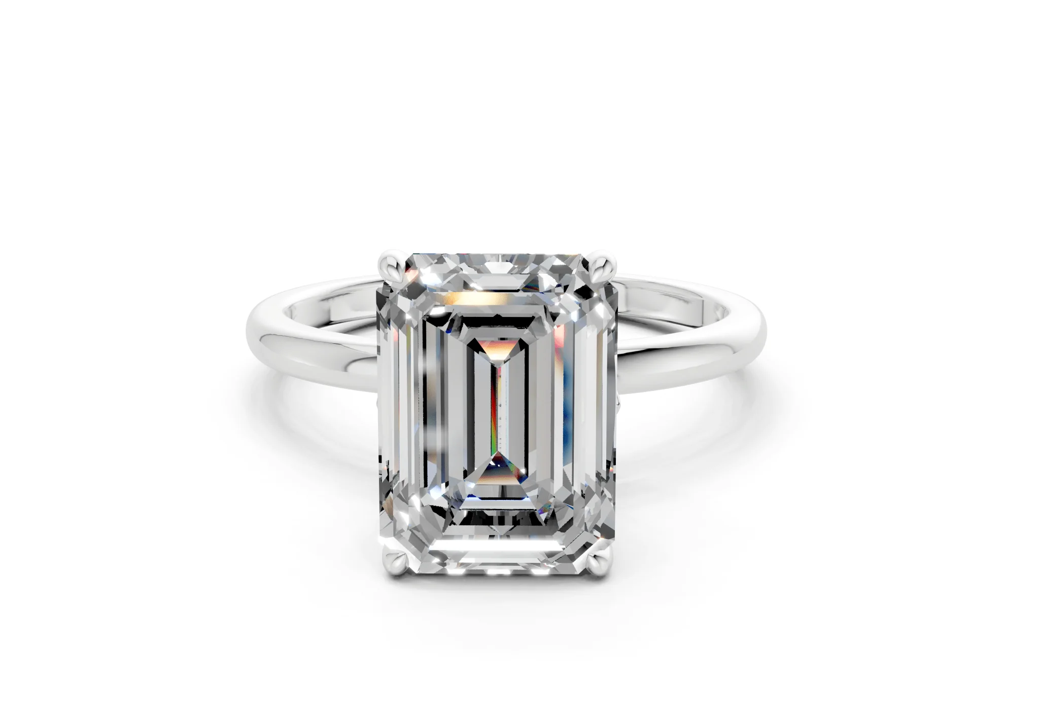 Skye Diamond Solitaire Emerald Cut 1.8mm Engagement Ring - Image 7