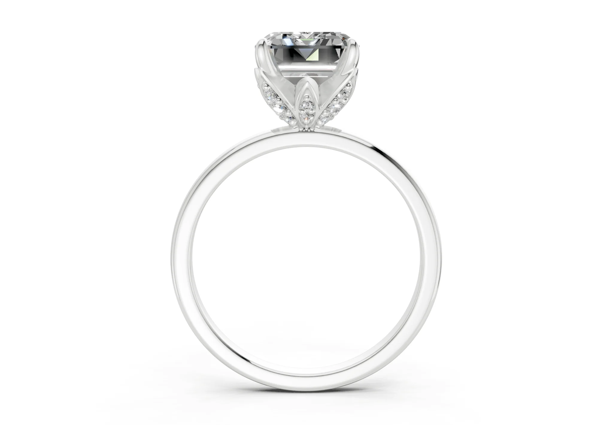 Skye Diamond Solitaire Emerald Cut 1.8mm Engagement Ring - Image 8