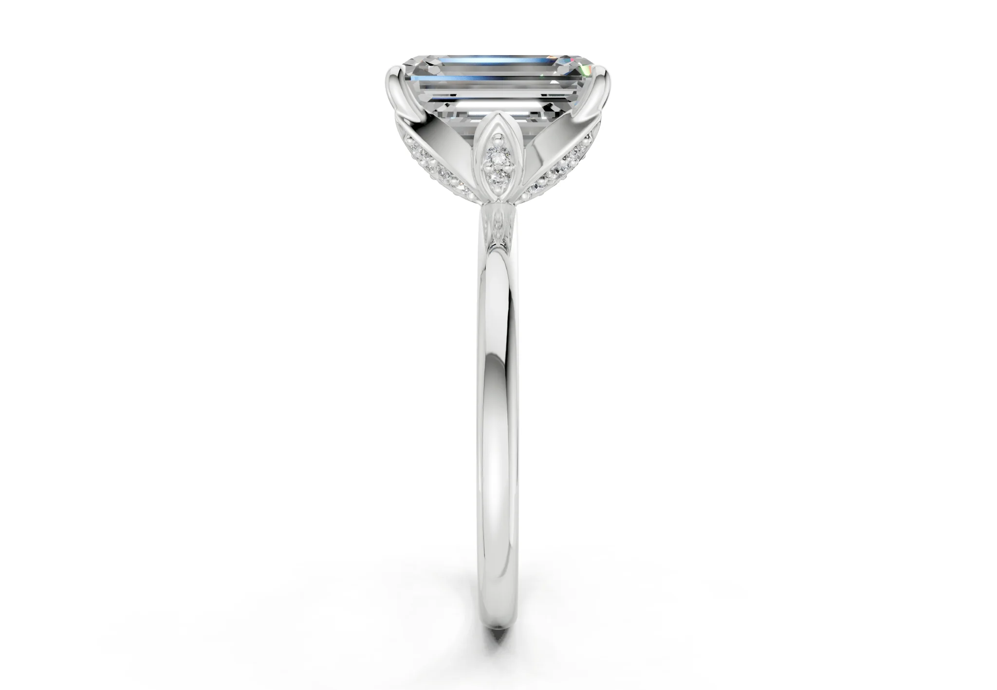 Skye Diamond Solitaire Emerald Cut 1.8mm Engagement Ring - Image 9