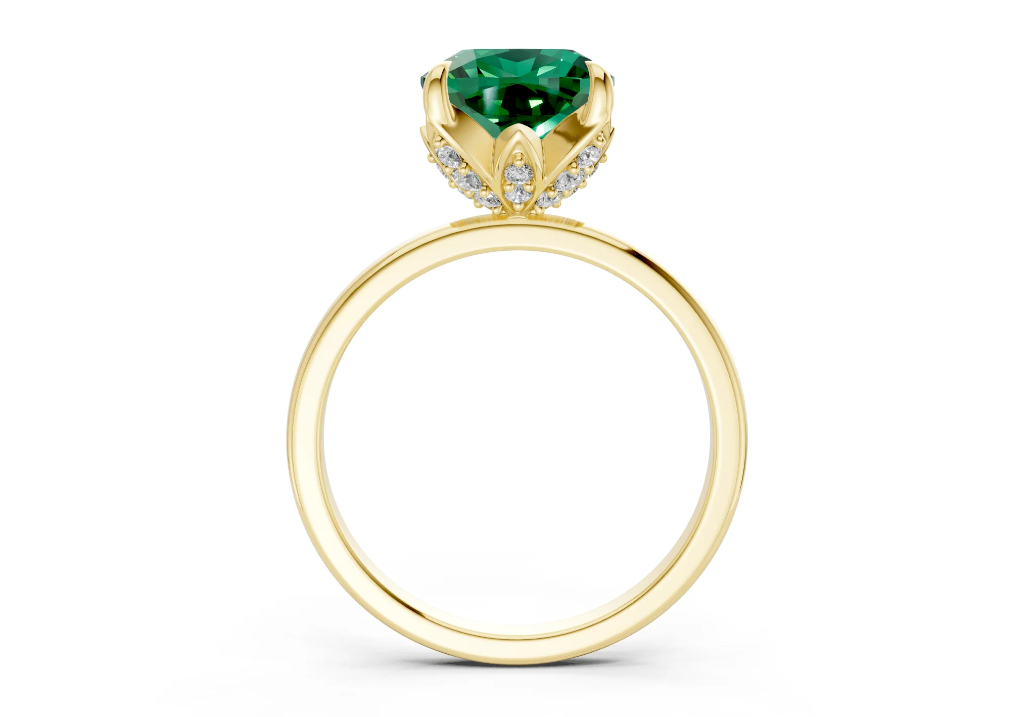 Skye Emerald Gemstone Solitaire Cushion Squareuare Cut 1.8mm Engagement Ring - Image 2